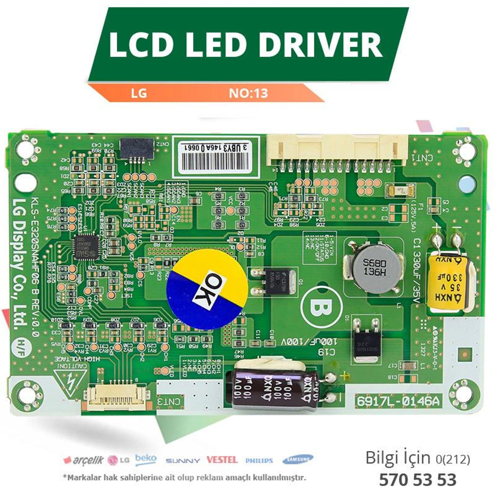 LG Lcd Led Drıver Lg (6917L-0146A,Kls-E320snahf06 B Rev:0.0) (Lc320eun Sf M1) (No:13) - LCD Driver