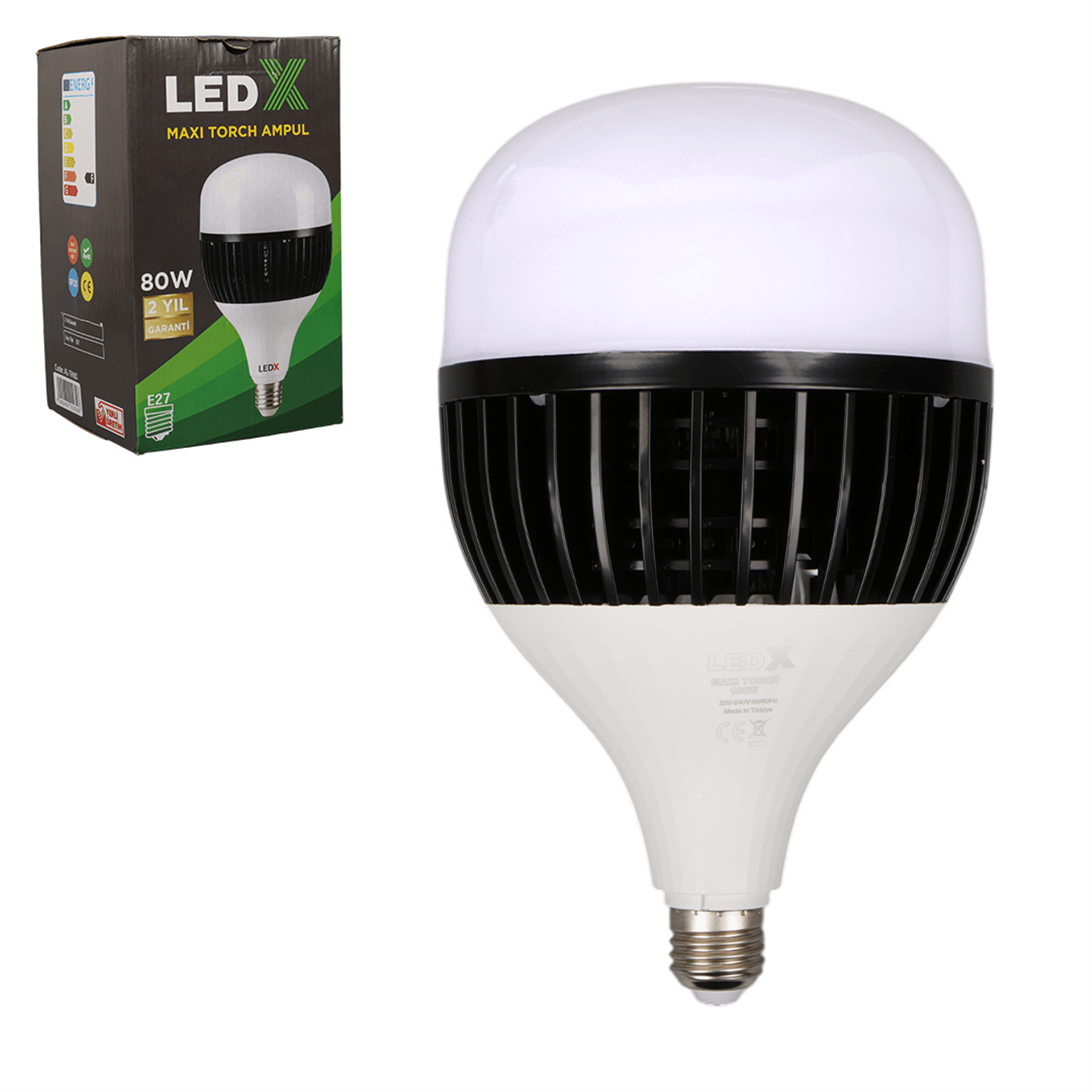 LedX LedX AL-TH80 Akım Korumalı 80 Watt 7200 Lümen E27 Beyaz Maxi Kristal Torch Led Ampul - Led Ampul Aydınlatma