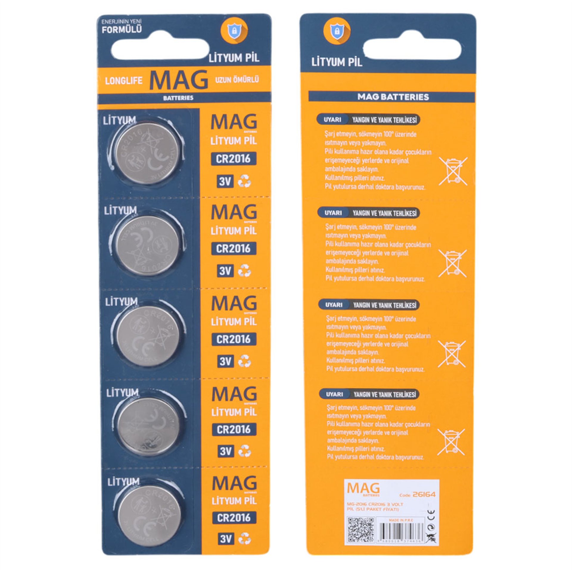 MAG Batteries Mag Batteries MG-2016 CR2016 3 Volt Pil (5'Li Blister Paket) - Piller
