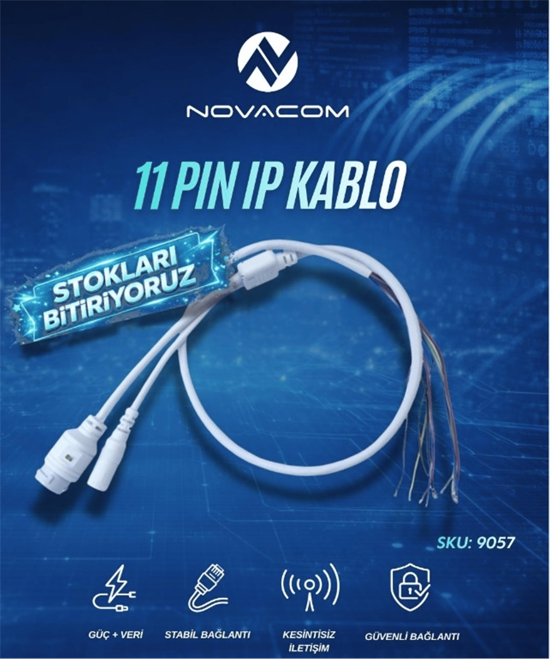 Mert-er Elektronik NOVACOM 9057 11 PİN IP KAMERA MONTAJ KABLOSU (1,25-8Y / PH-2Y) - Kategorisiz