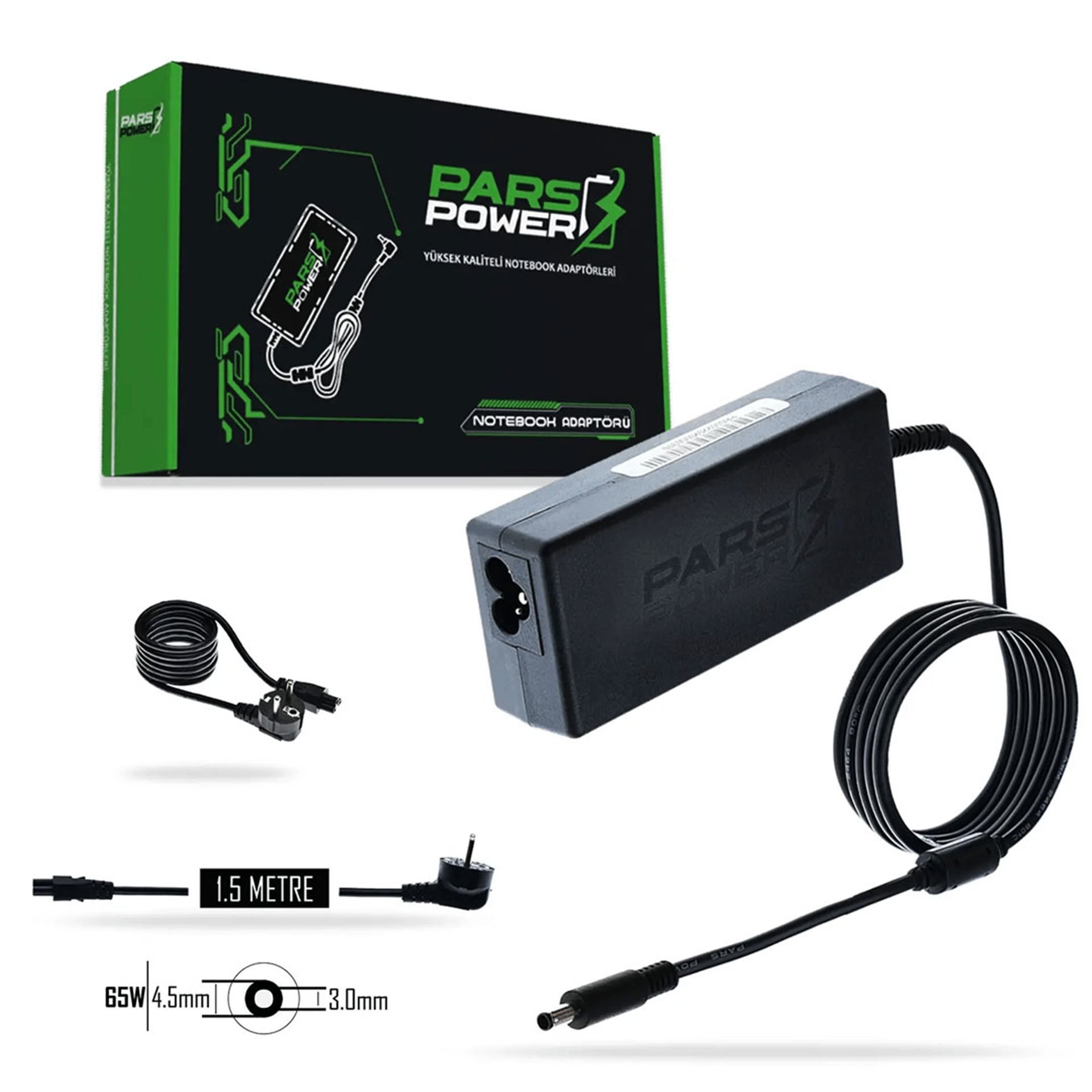 Reyonex Parspower Prs-018 Plastik Kasa 19.5V 3.34A 65W (4.5*3.0Mm) Dell Standart Notebook Adaptör - Laptop Adaptörleri