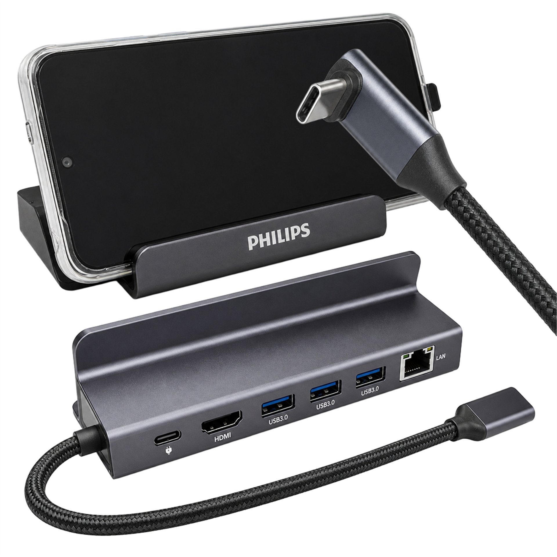 Philips Philips SWR1691A/93 USB-C 6'sı 1 Arada Stand Tasarımlı Hub - 4K 60Hz HDMI, 1000Mbps LAN, 100W PD - USB Çoklayıcı