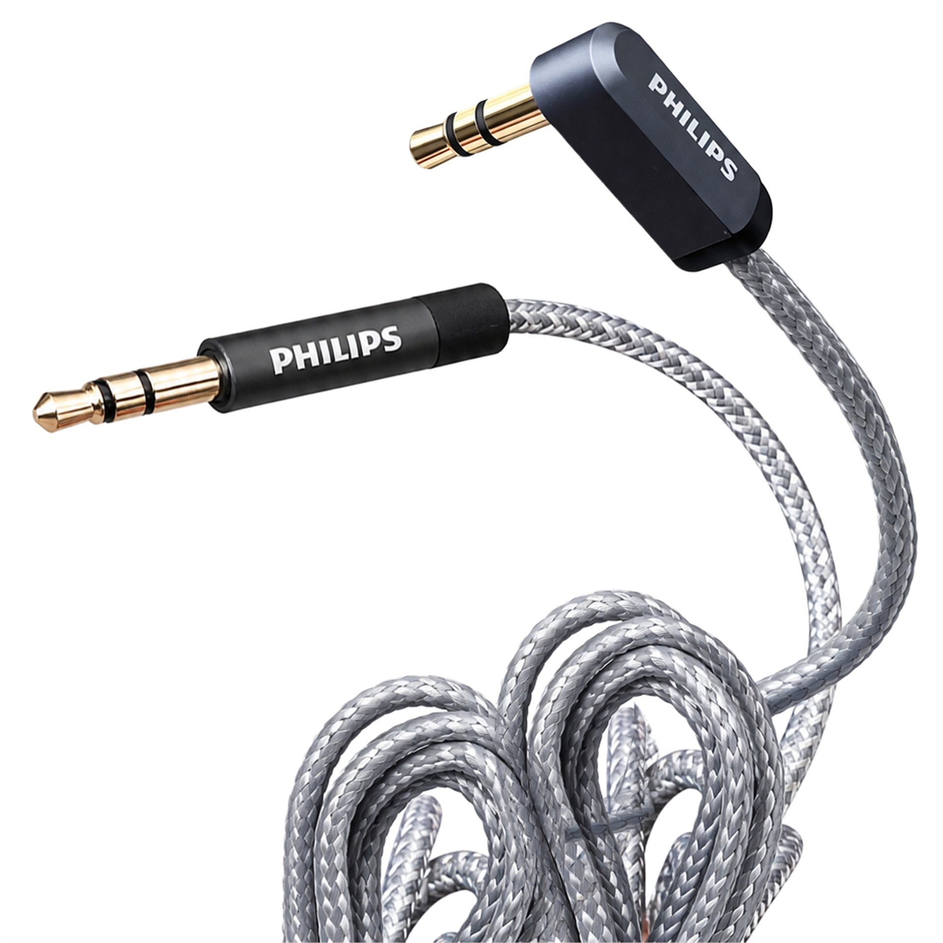 Philips Philips SWR2114F/93 1 Metre 3.5Mm Stereo AUX Ses Kablosu 90 Derece L Tipi Açılı Örgülü Zırhlı - AUX Kablolar