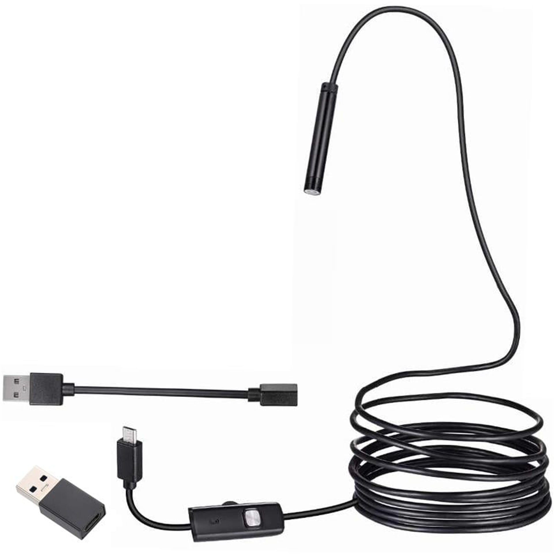 Powermaster Powermaster 3in1 Micro Usb+Type C+Pc 8 Mm Işıklı 5 Metre Endeskop Yılan Kamera - Yılan Kamera