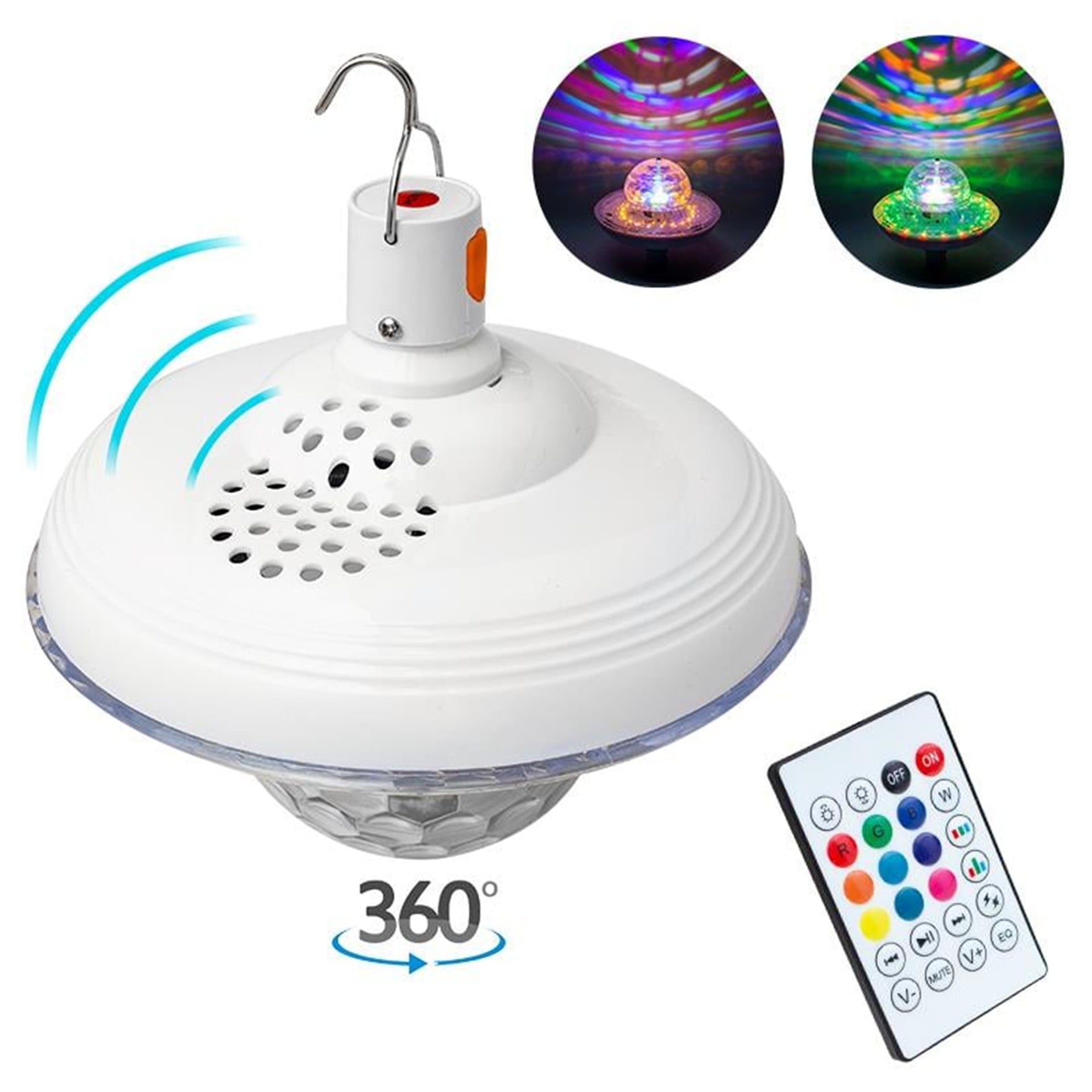 Powermaster Powermaster Bluetooth Destekli Animasyonlu 8 Watt Kumandalı Şarjlı Ufo Tip Disko Topu PM-4193 - Led Ampul Aydınlatma