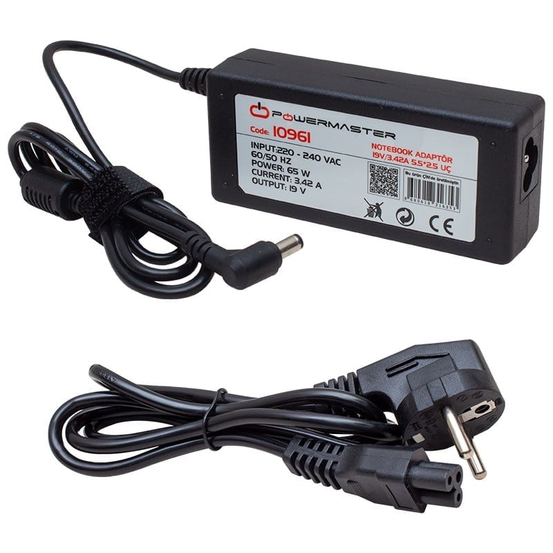 POWERMASTER PM-10961 19 VOLT - 3.42 AMPER 5.5*2.5 MM UÇLU ADAPTÖR (TOSHIBA-ASUS-ACER NOTEBOOK)