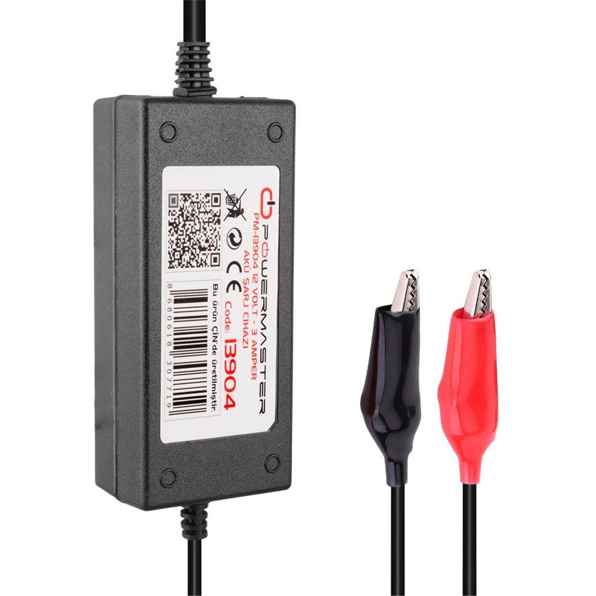 Powermaster Powermaster PM-13904 12 Volt - 3 Amper Krokodil Uçlu Akü Şarj Adaptörü - Akü Şarj Cihazları