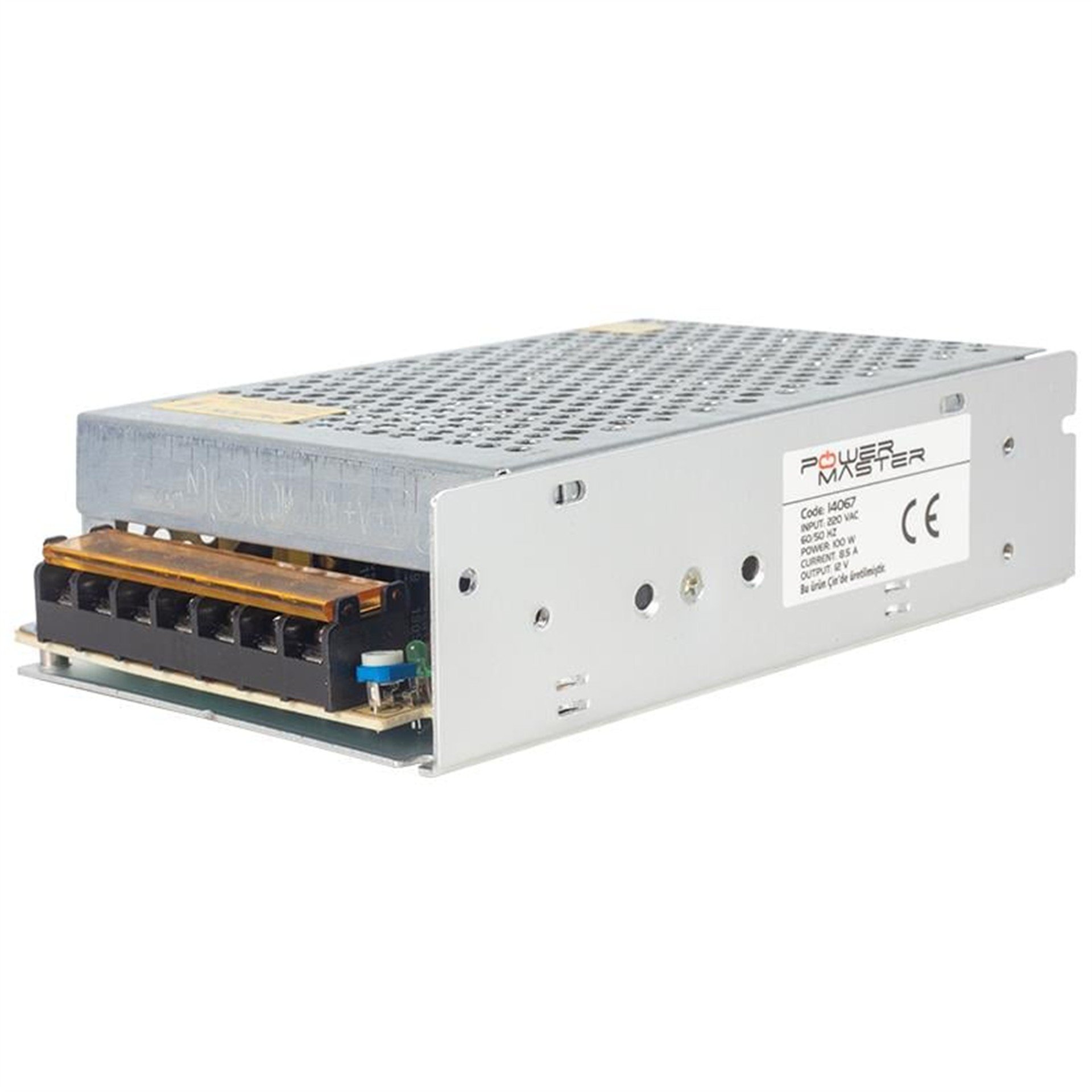 Powermaster Powermaster PM-14067 12 Volt - 8.5 Amper - 100 Watt Metal Kasa Adaptör (16*9.7*4) - Metal Kasa Adaptörler