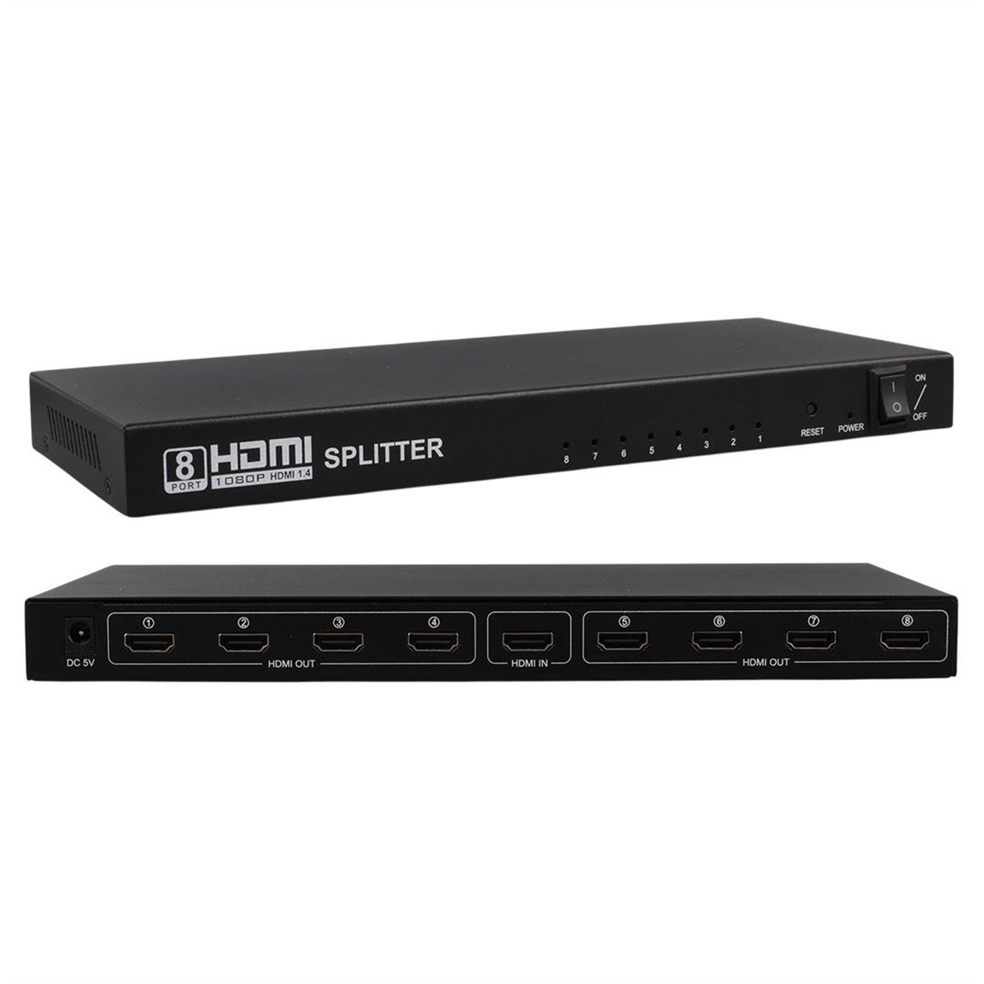 Powermaster PowerMaster PM-14218 1 Giriş 8 Çıkış Port 1080P FHD HDMI Dağıtıcı Splitter (8'li Çoklayıcı) - Hdmi Dağıtıcı
