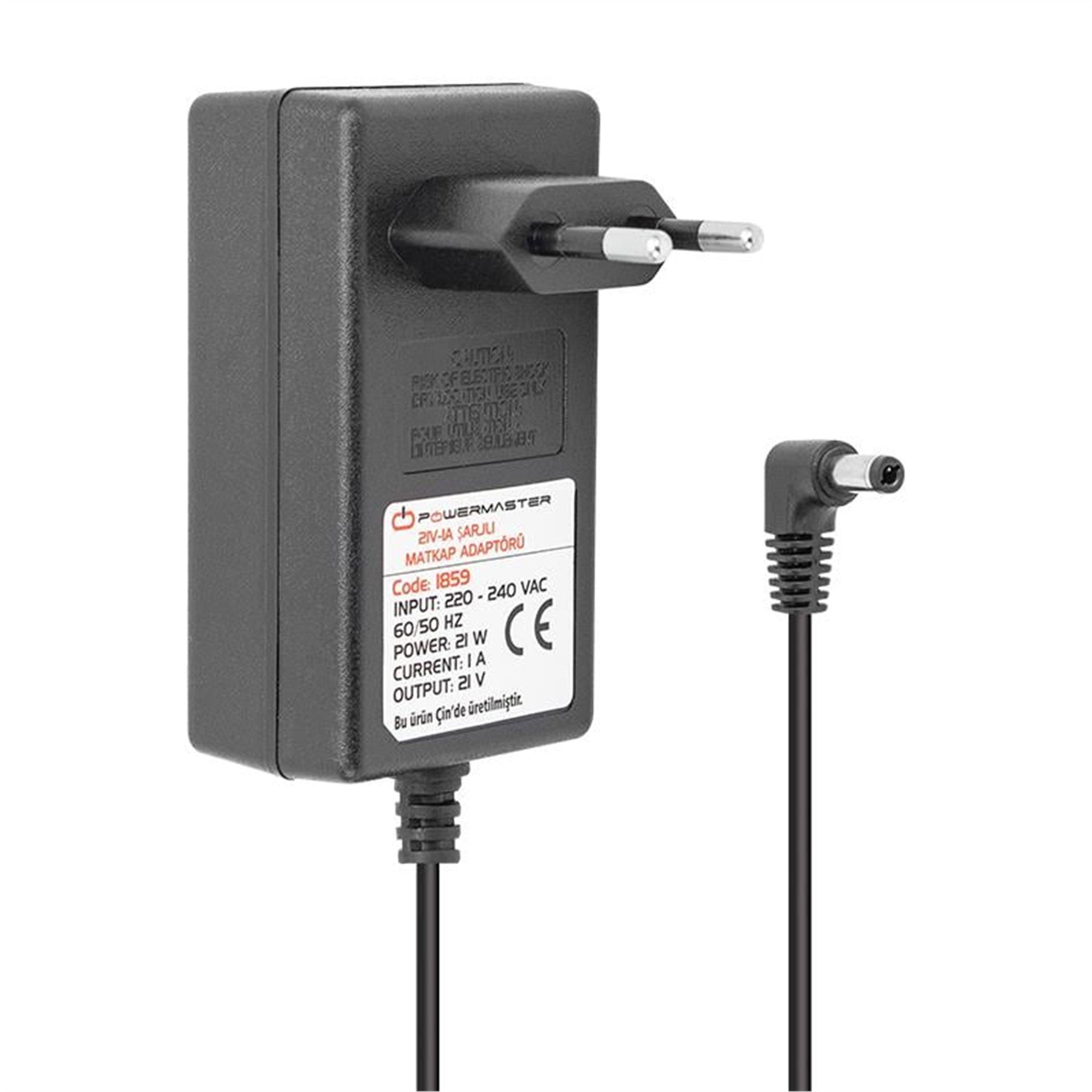 Powermaster Powermaster PM-1859 21 Volt - 1 Amper - 21 Watt 5.5*2.5 Mm L Uçlu Şarjlı Matkap Adaptörü - Matkap Adaptörü