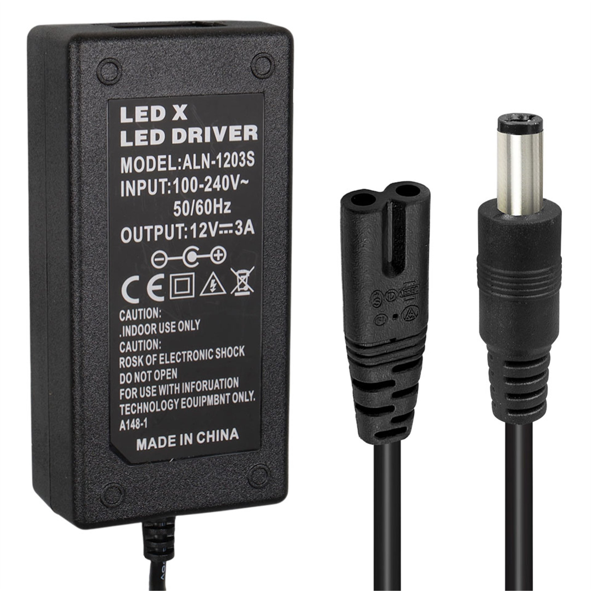 Powermaster Powermaster PM-1980 12 Volt - 3 Amper - 36 Watt 5.5*2.5 Mm Uçlu Plastik Kasa Masaüstü Adaptör - Adaptörler