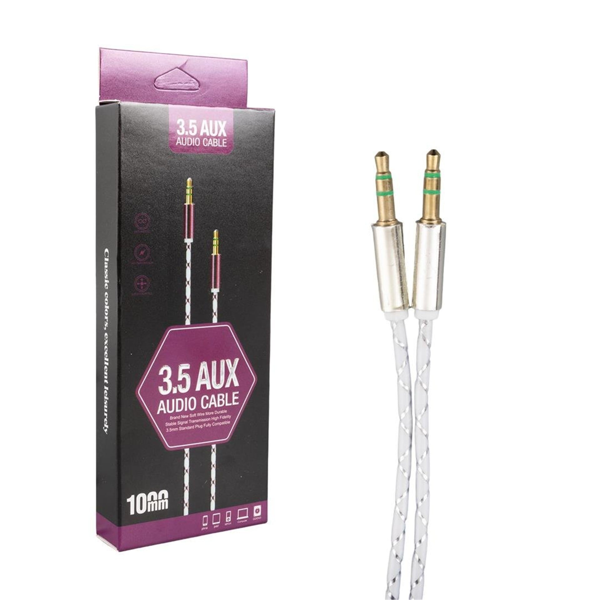 Powermaster PowerMaster PM-2367 3.5 mm Erkek-Erkek 1 Metre Stereo AUX Kablosu Altın Uçlu - AUX Kablolar