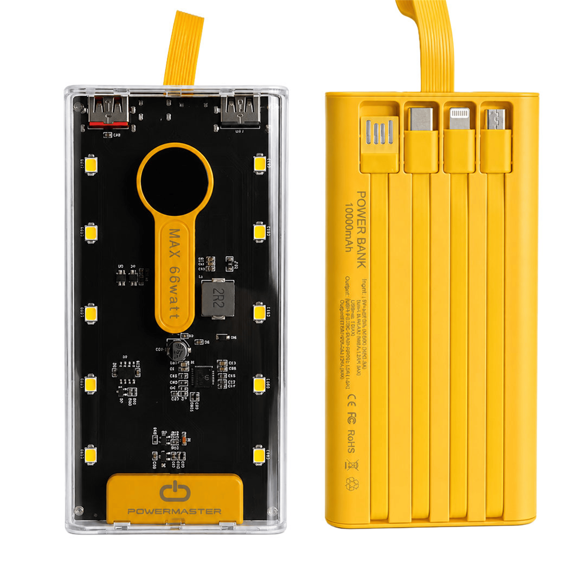 Powermaster PowerMaster PM-25401 10000 Mah Çift Usb + Type-C Girişli Sarı Powerbank - Powerbank