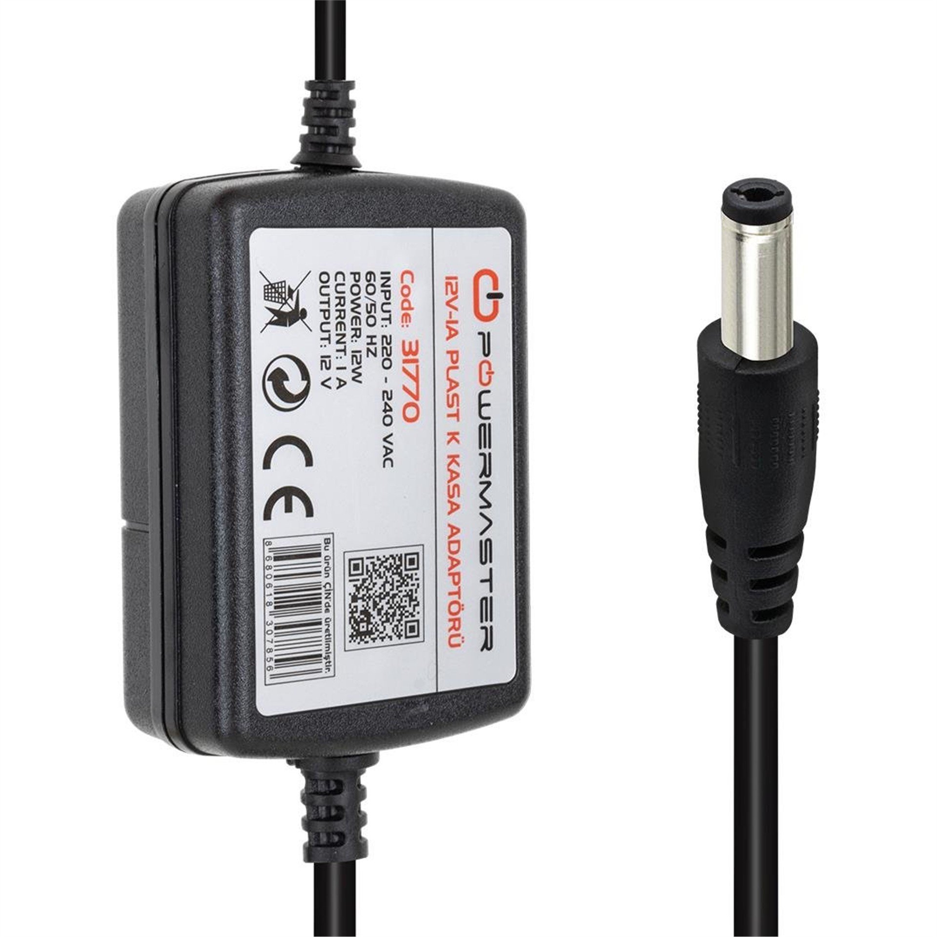 Powermaster Powermaster PM-31770 12 Volt - 1 Amper - 12 Watt 5.5*2.5 Mm Uçlu İki Ucu Kablolu Masaüstü Adaptör - Adaptörler