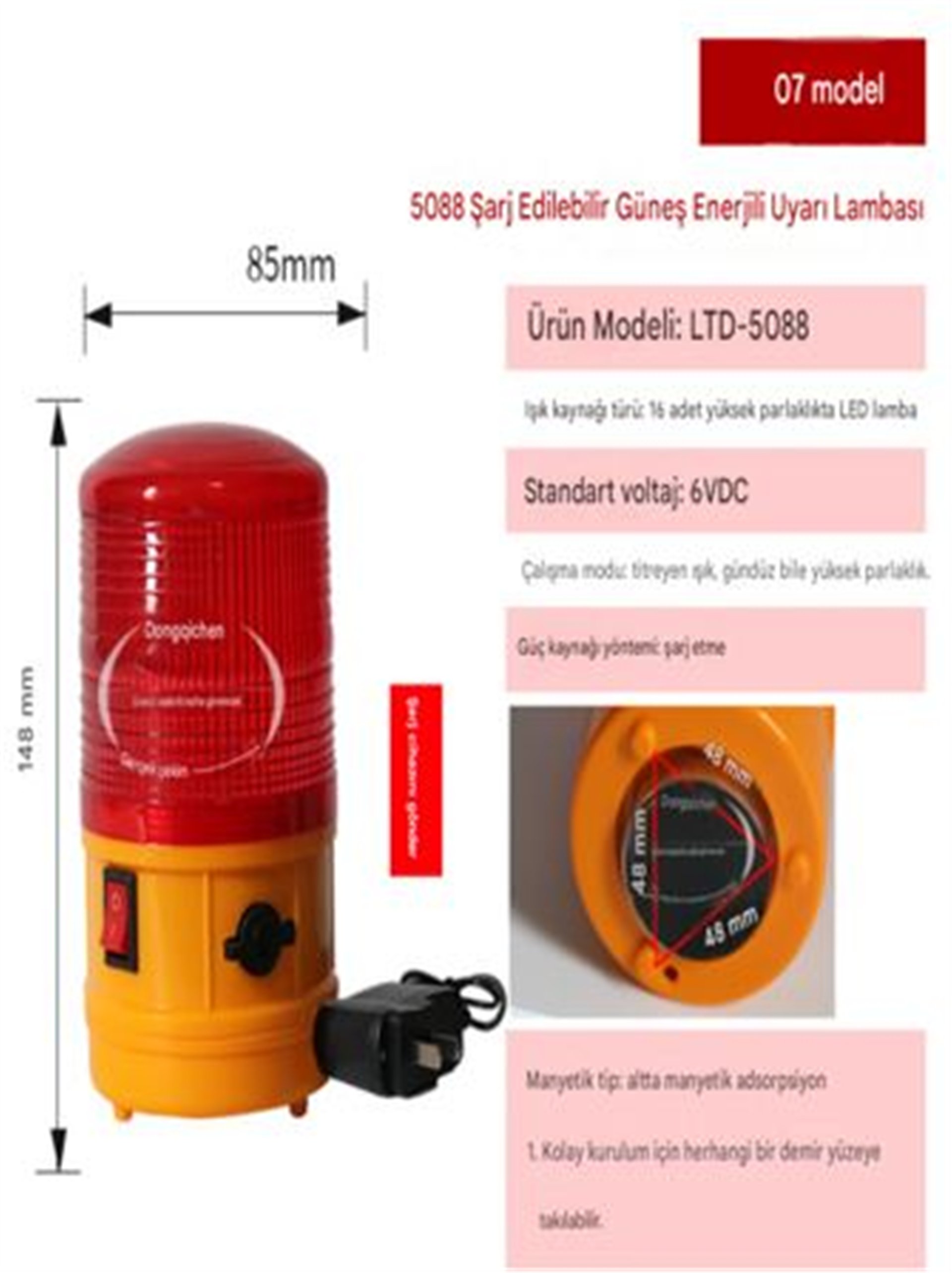 Reyonex POWERMASTER PM-39276 SOLAR İKAZ LAMBASI - Ev ve Yaşam