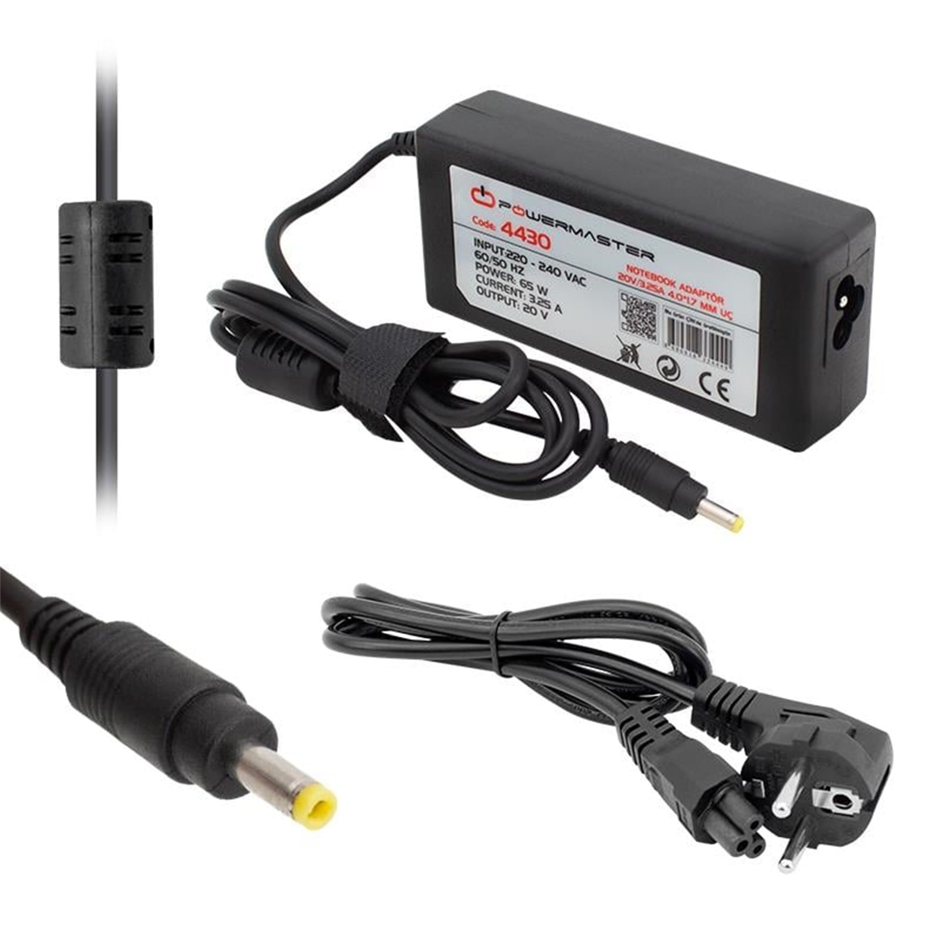 Powermaster Powermaster PM-4430 20 Volt - 3.25 Amper - 65 Watt 4.0*1.7 Mm Uçlu Adaptör (Lenovo Notebook) - Adaptörler