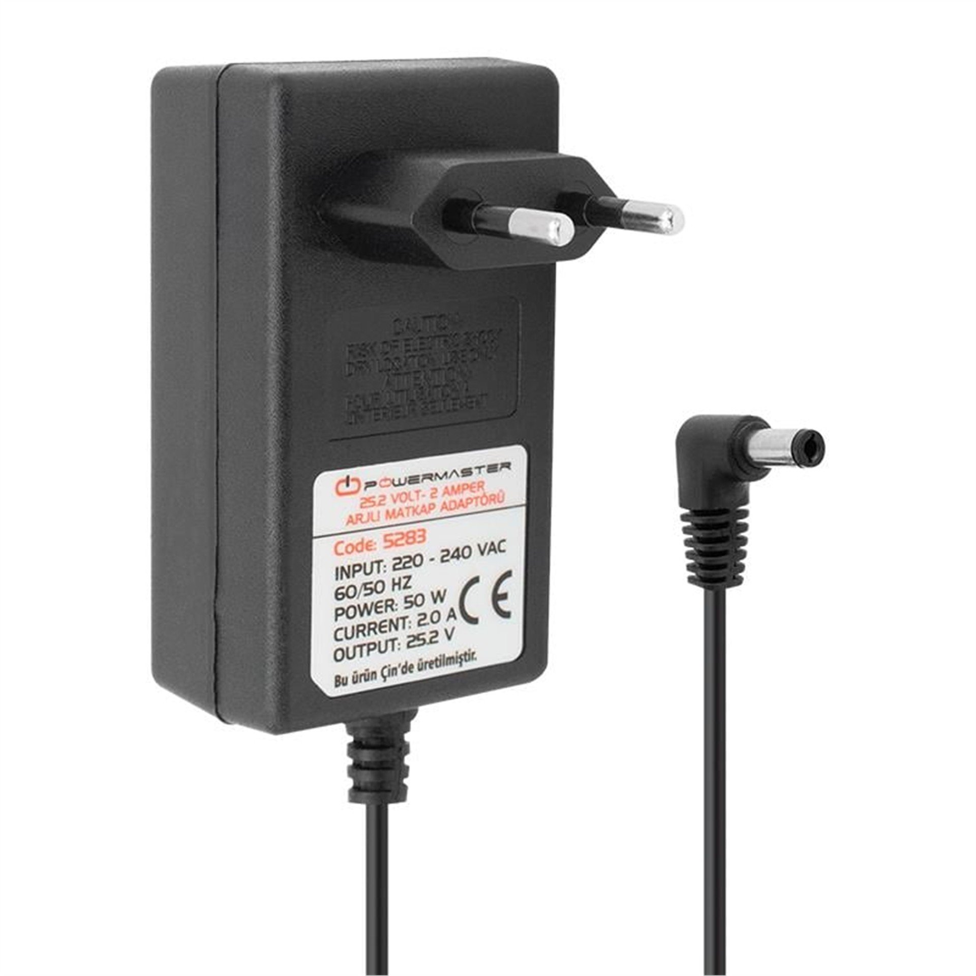 Powermaster Powermaster PM-5283 25 Volt - 2 Amper - 50 Watt 5.5*2.5 Mm L Uçlu Şarjlı Matkap Adaptörü - Matkap Adaptörü