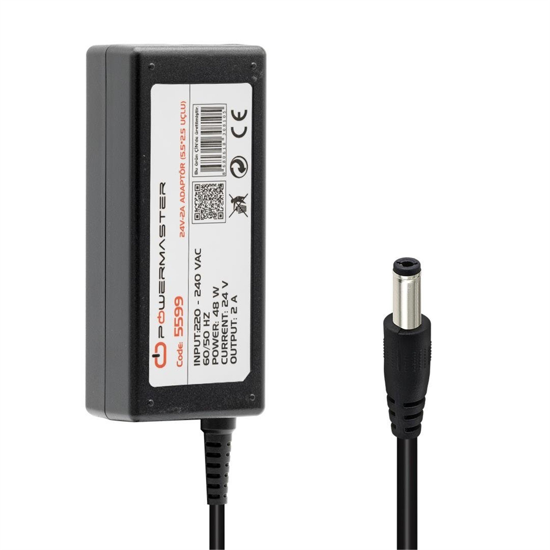 Powermaster Powermaster PM-5599 24 Volt - 2 Amper 5.5*2.5 Mm Uçlu Plastik Kasa Masaüstü Adaptör - Adaptörler