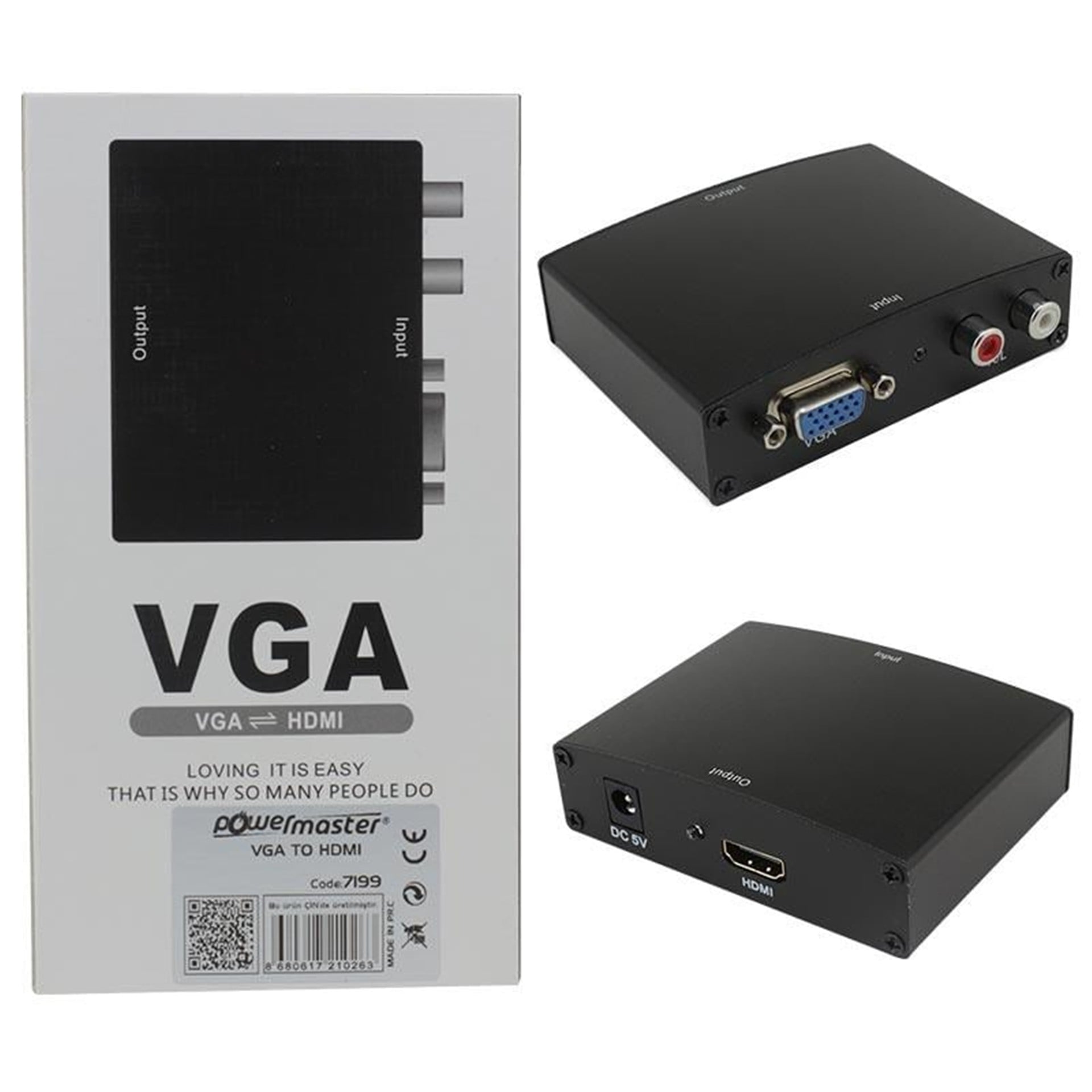 Powermaster Powermaster PM-7199 VGA To HDMI Dönüştürücü Adaptörlü - Çevirici Dağıtıcı