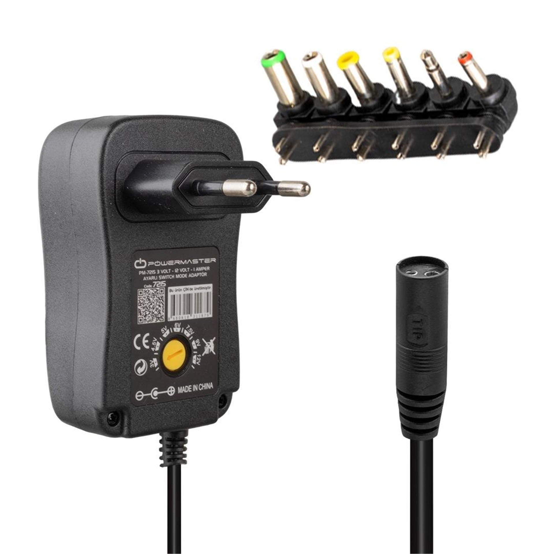 Powermaster Powermaster PM-7215 3 Volt - 12 Volt - 1 Amper - 30 Watt Çok Uçlu Ayarlı Switch Mode Adaptör - Adaptörler