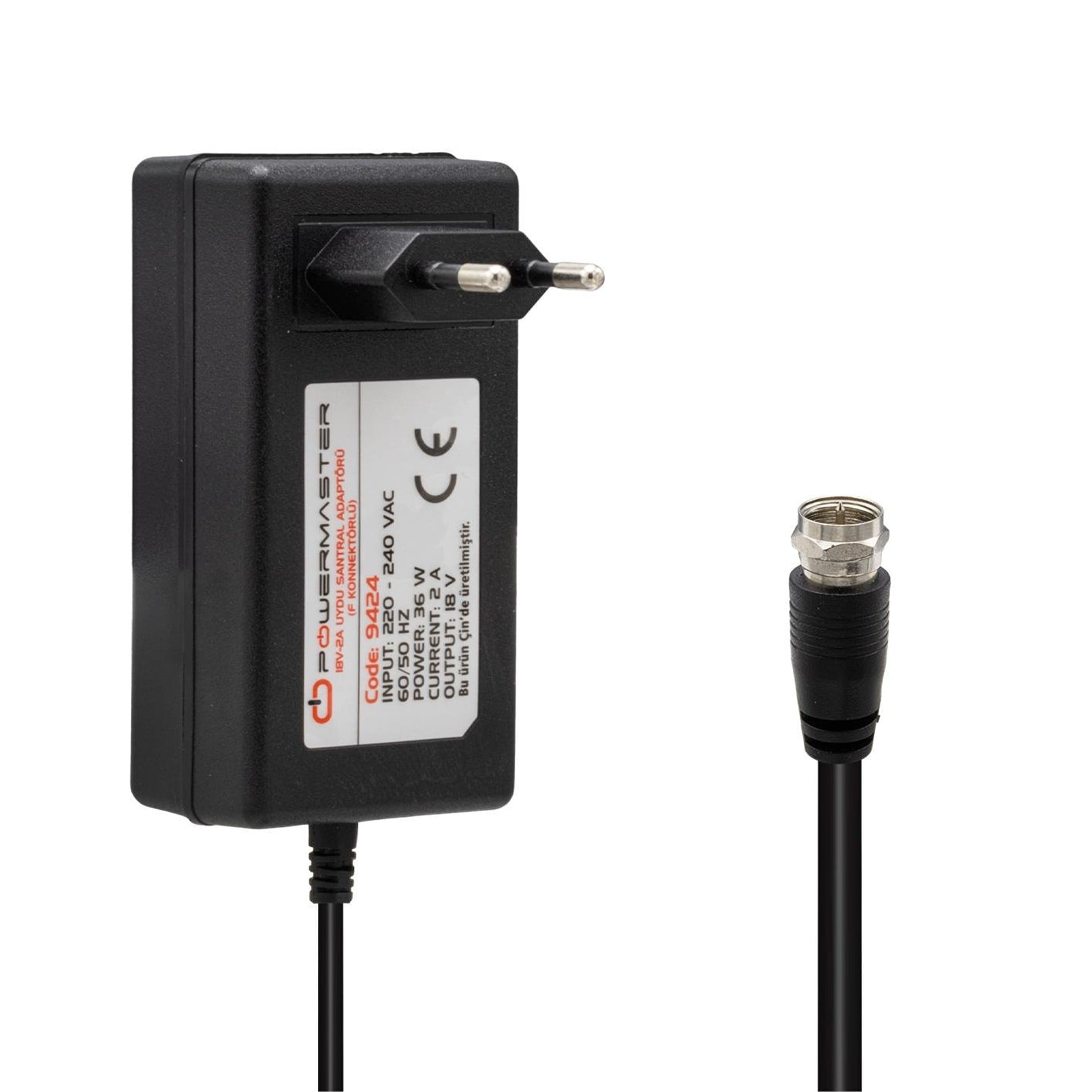 Powermaster Powermaster PM-9424 18 Volt- 2 Amper F Konnektörlü Uydu Santral Adaptörü - Santral Adaptörü