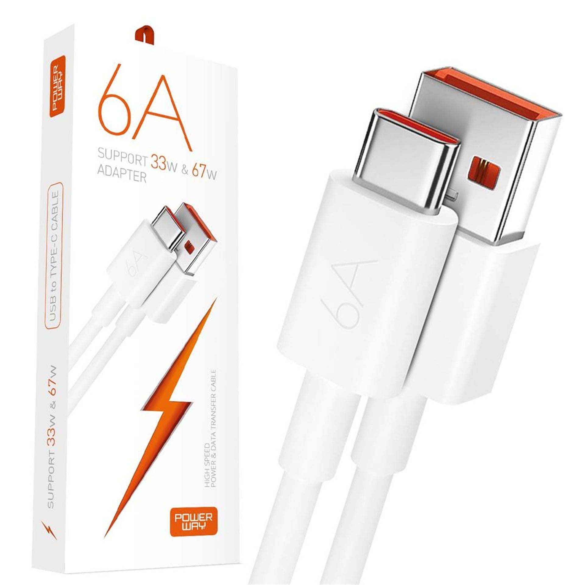 Powerway Powerway M6 Type-C To USB-A PD 67 Watt 6 Amper 1 Metre Şarj Data Kablosu - Data-Şarj Kabloları