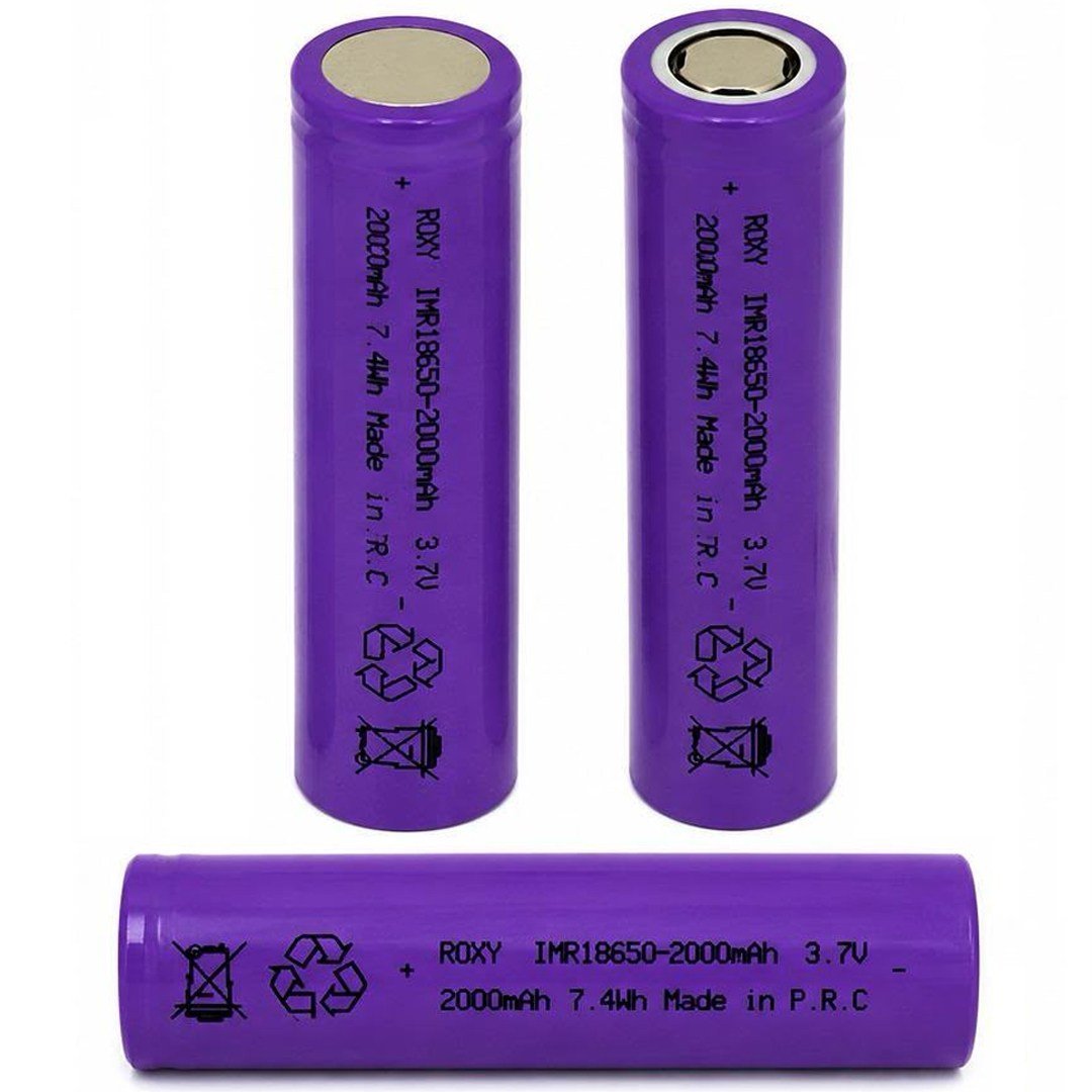 ROXY 3.7 VOLT 2000 MAH 7.4WH LI-ION DÜZ KAFA 18650 BAŞLIKSIZ ŞARJLI PİL