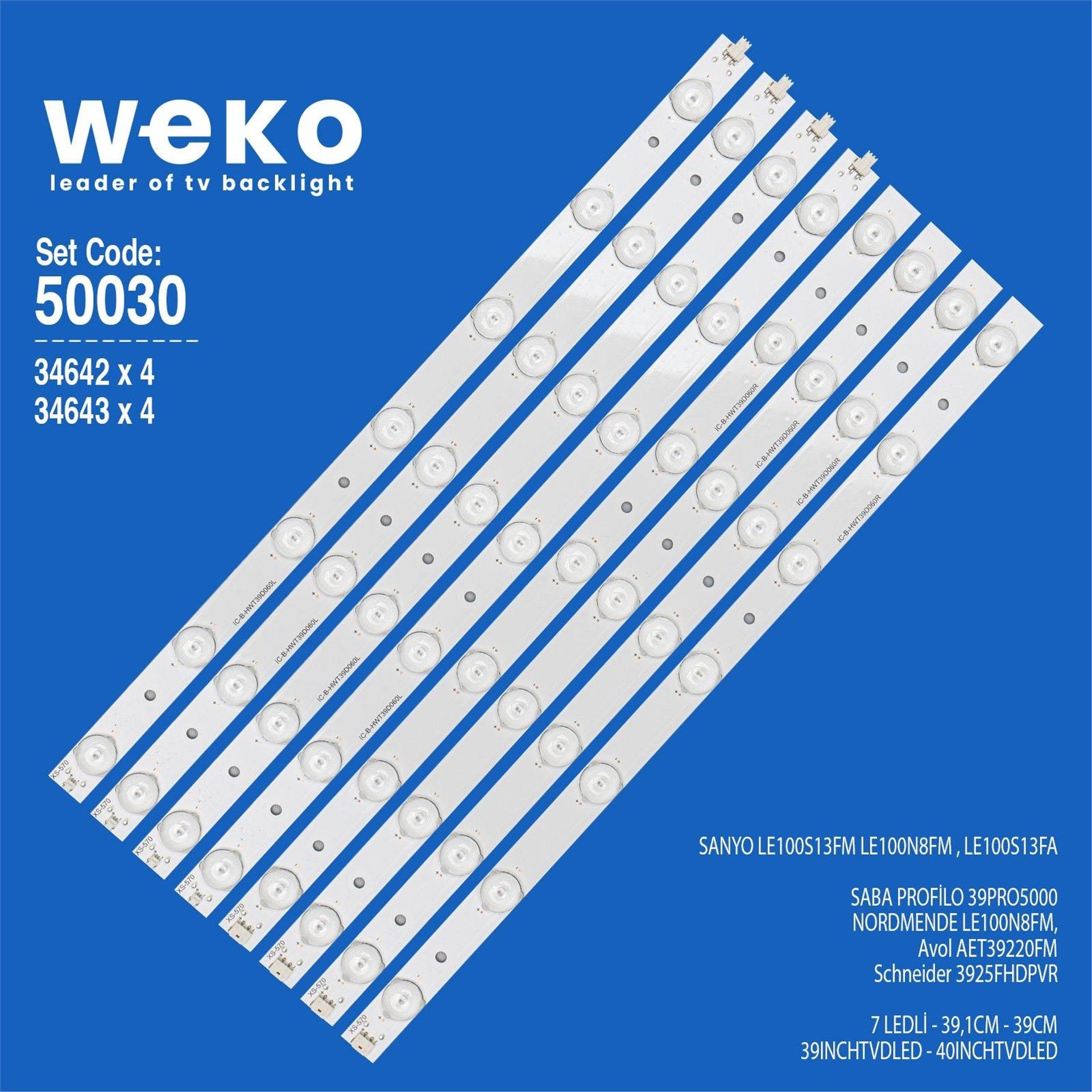 Weko Saba Profilo 39PRO5000 39'' İnç 8 Adet Tv Led Bar - Profilo Led Bar
