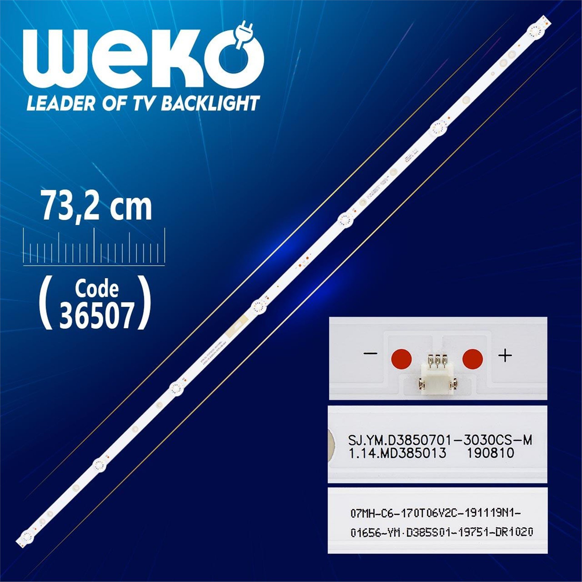 Weko SJ.YM.D3850701-3030CS-M , 1.14.MD385013 , 07HM-C6-170T06V2C-191120D1 - 7 LEDLİ (73.2 CM) - Tv Led Bar - Tv Led Bar