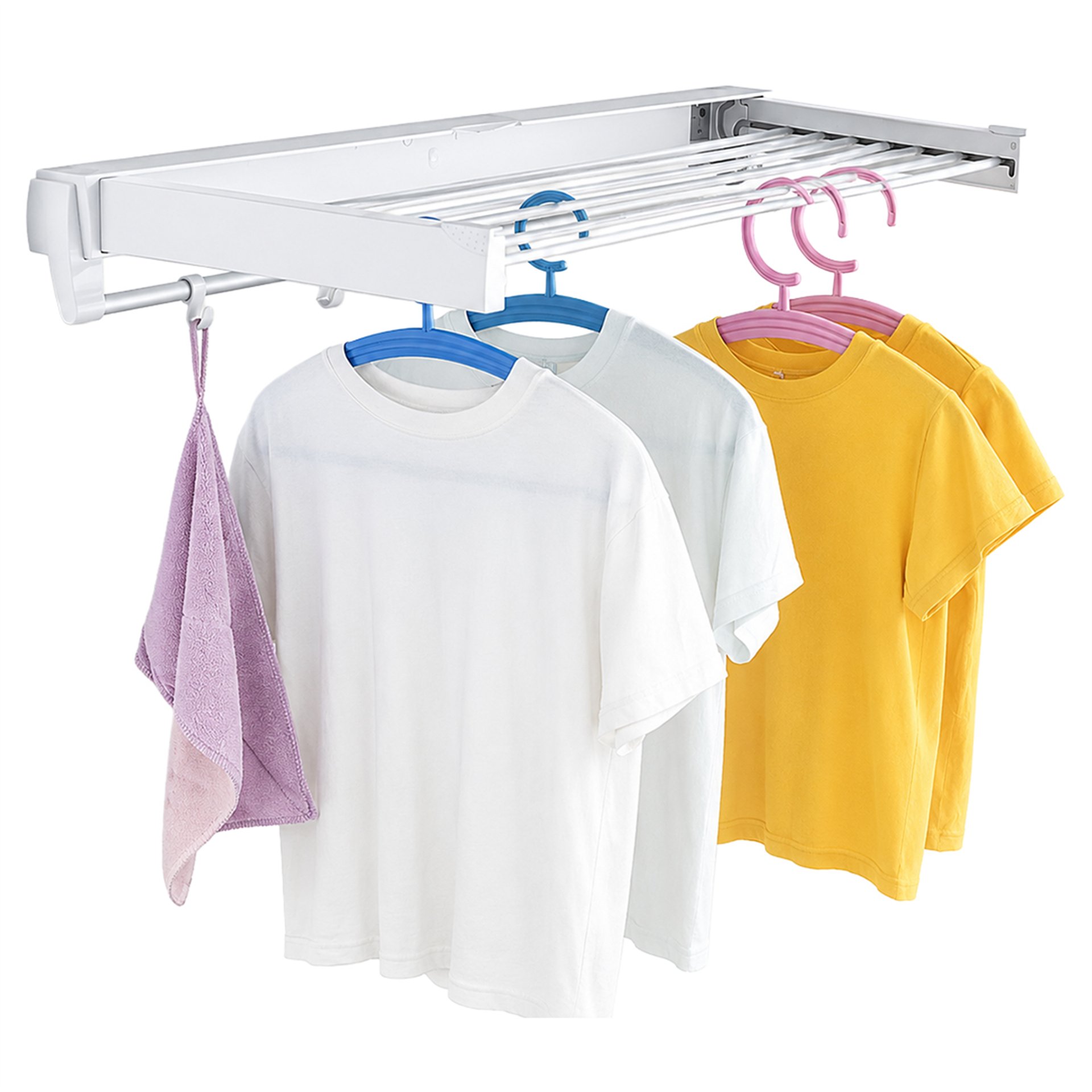 Sunup Sunup SN-37717 Katlanabilir Çamaşır Askılığı Duvara Monte Gizli Balkon Akordeon Kurutma Beyaz - Ev ve Yaşam