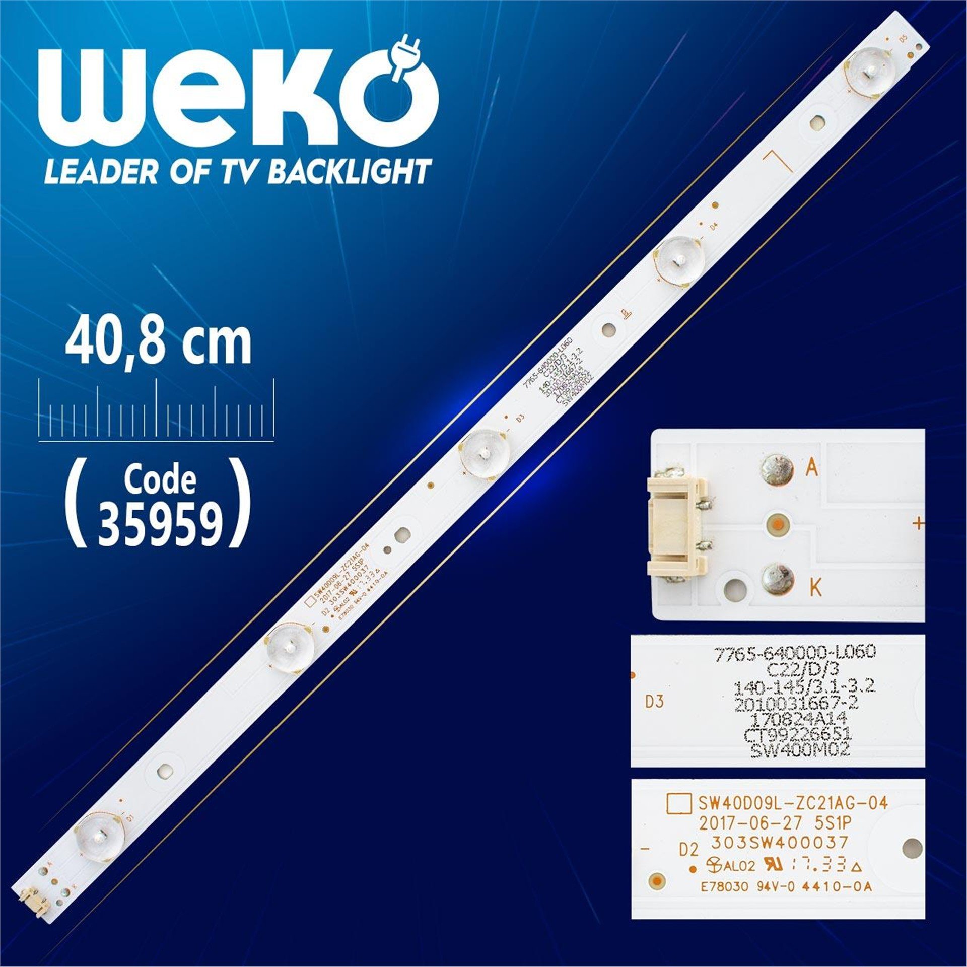 Weko SW40D09L-ZC21AG-04 40.8 Cm 5Ledli Tv Led Bar - Tv Led Bar