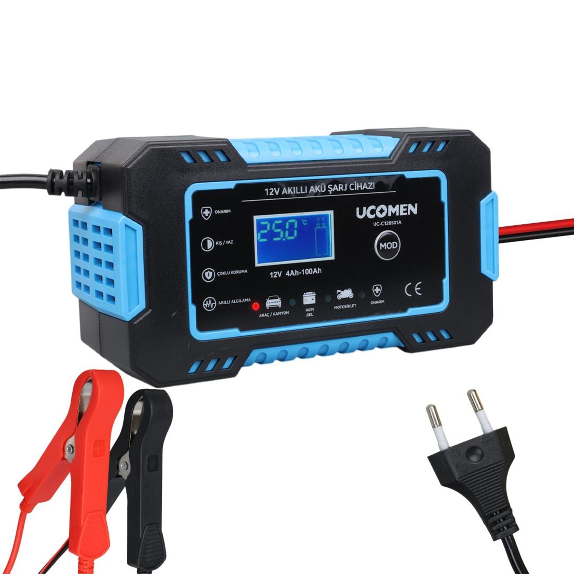 Ucomen Ucomen UC-C120501A Mavi 12 Volt 6 Amper Led Göstergeli Akü Şarj Cihazı - Akü Şarj Cihazları