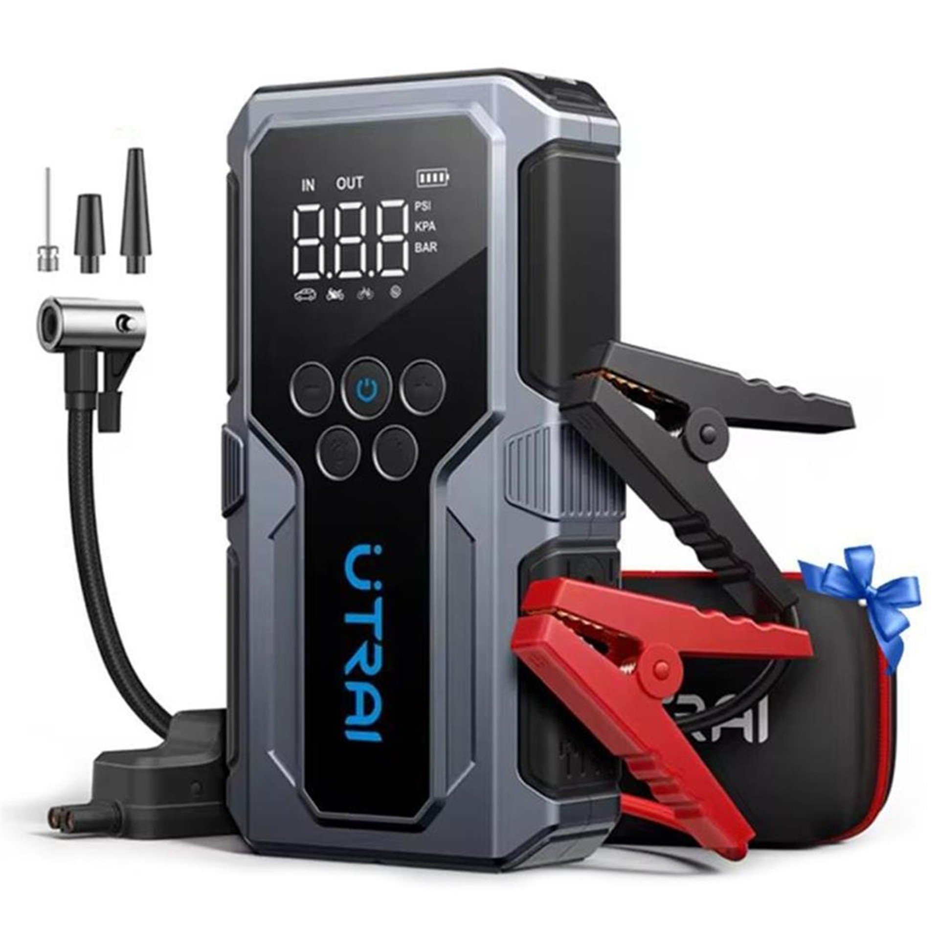 UTRAI Utrai JS-9 12-24V Akü Şarj Powerbank Lastik Hava Kompresörü Şişirici Taşınabilir Dijital Kablosuz EL Feneri - Akü Şarj Cihazları