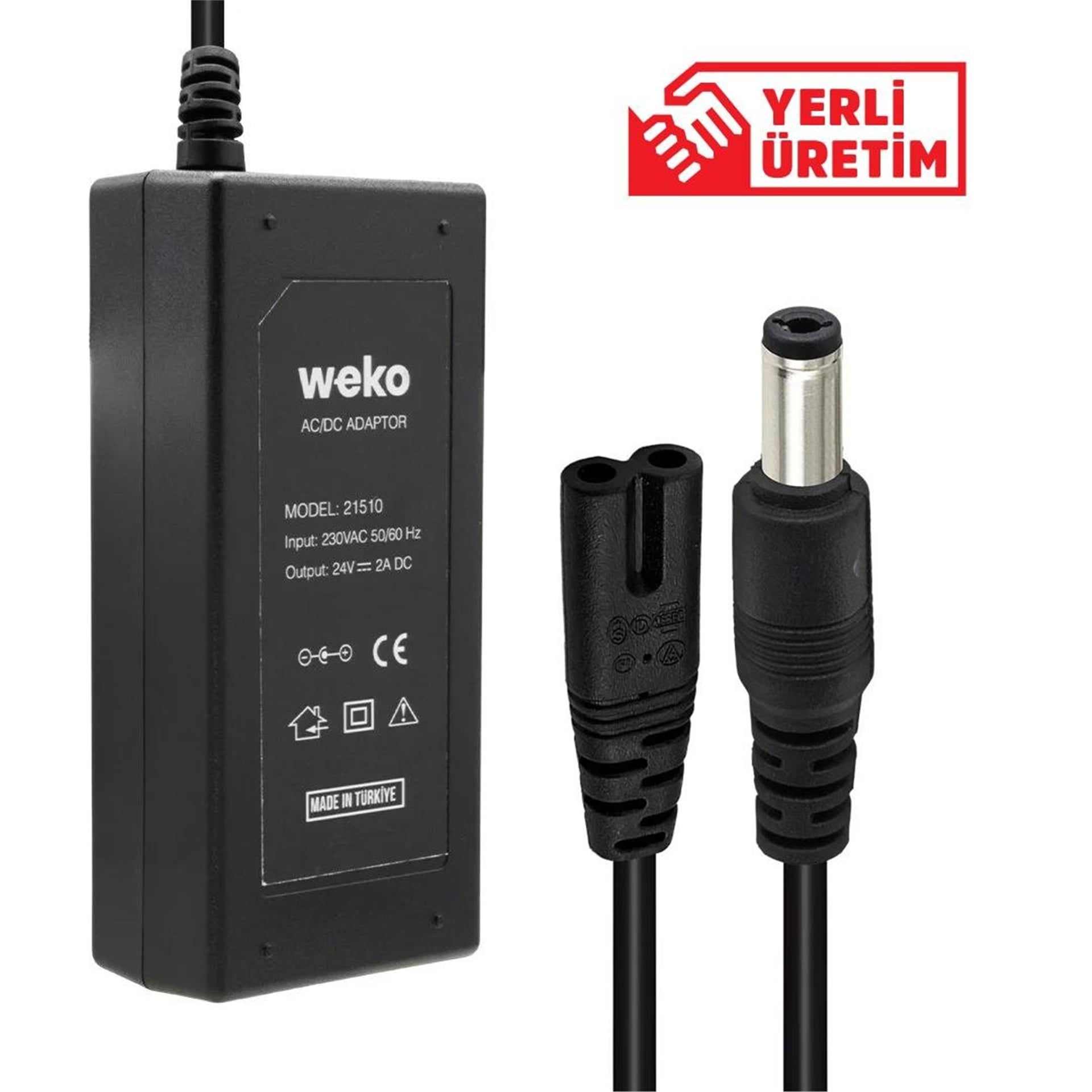 Weko Weko 24 Volt - 2 Amper Plastik Kasa Masaüstü Adaptör 5.5 X 2.5 Uç - Adaptörler