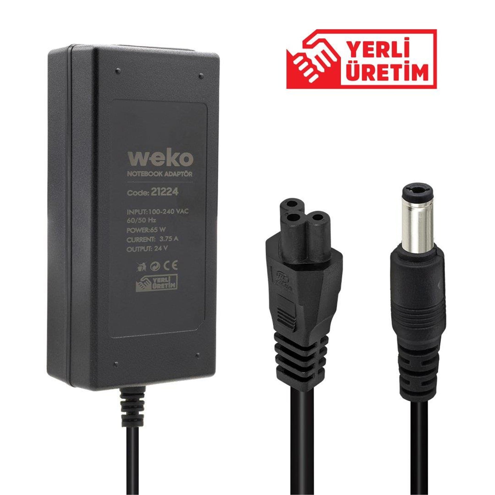 Weko Weko 24 Volt 3.75 Amper 65 Watt Notebook Adaptör (5.5*2.5 Uçlu) - Laptop Adaptörleri
