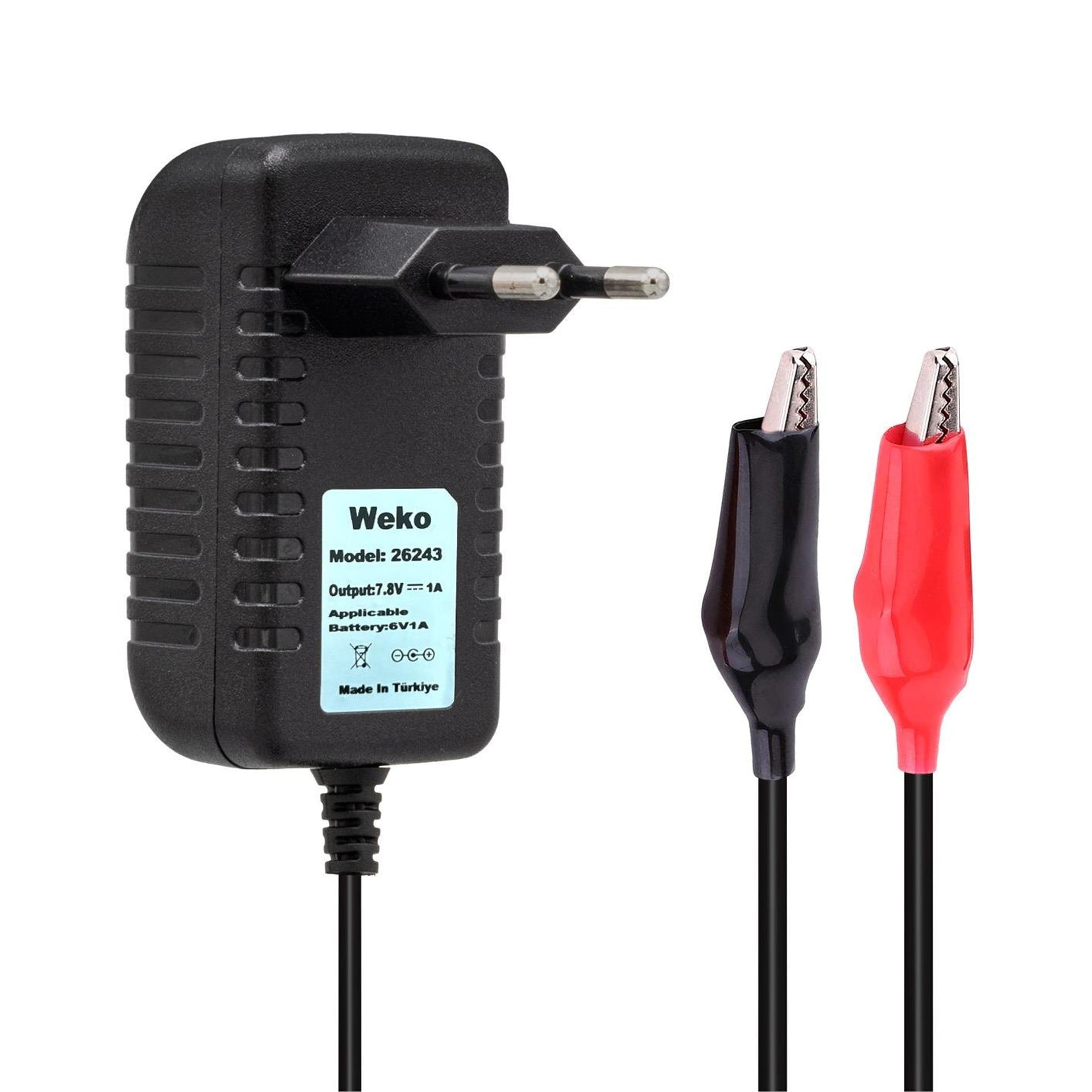 Weko Weko 7.8 Volt - 1 Amper Krokodil Uçlu Priz Tip Yerli Üretim Akü Şarj Adaptörü - Akü Şarj Cihazları