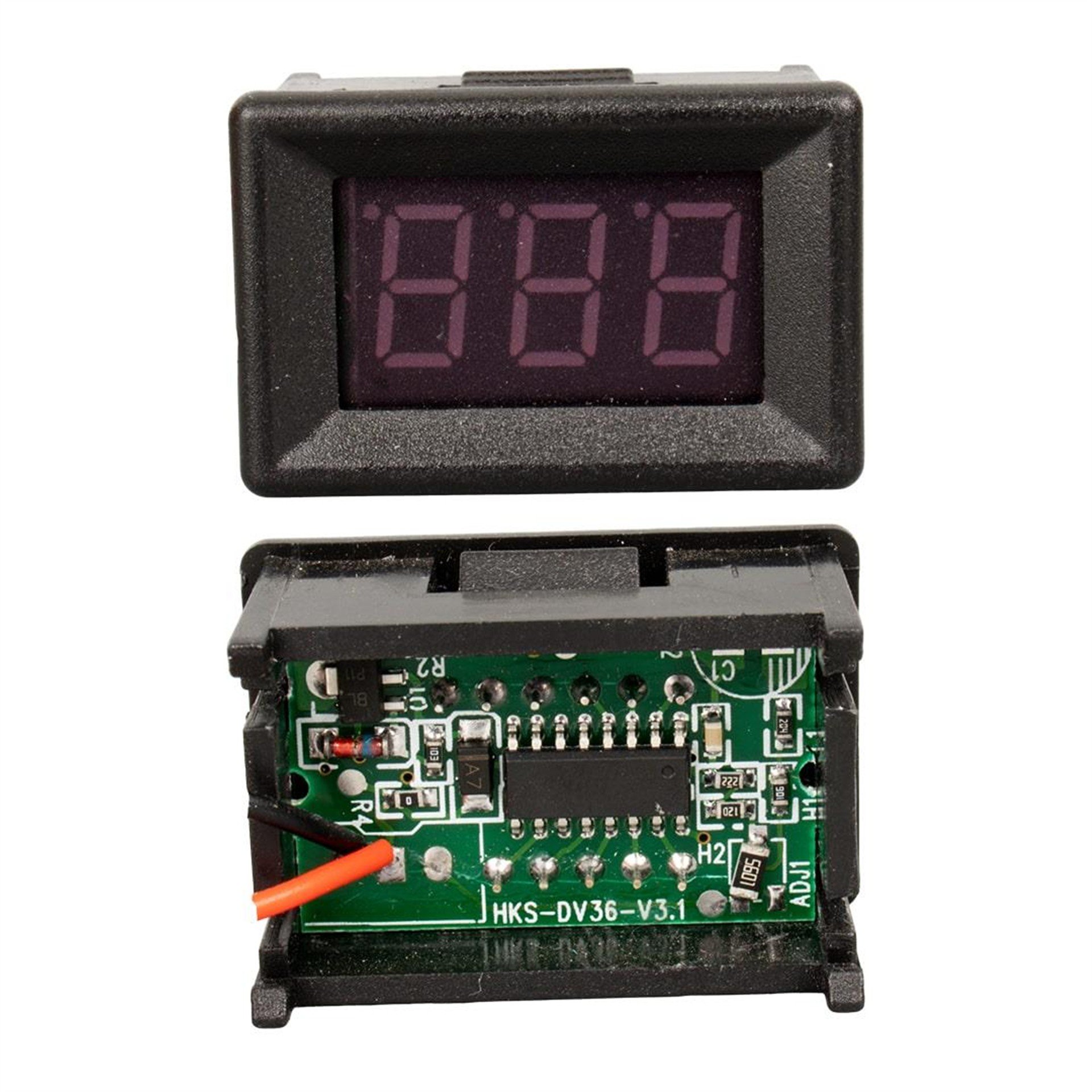 Weko Weko CA-036-30V DC 4.5 - 30.0 Volt İki Kablolu Dijital Kırmızı Ekran Voltmetre (2 Pin) - Ölçü Aletleri