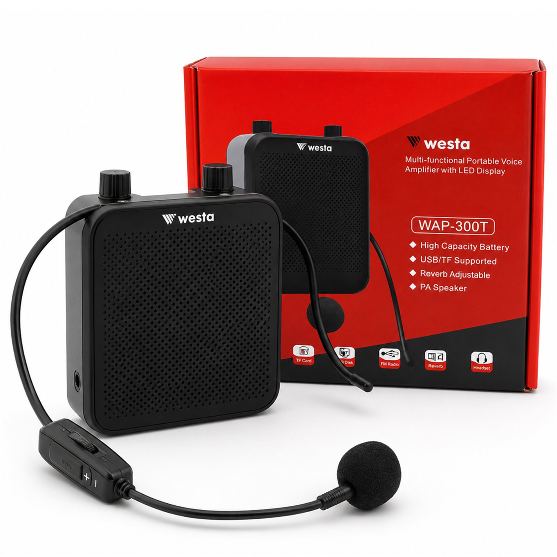 Mert-er Elektronik WESTA WAP-300T USB+SD KART GİRİŞLİ ŞARJLI MİNİ SEYYAR REHBER ANFİSİ - Kategorisiz