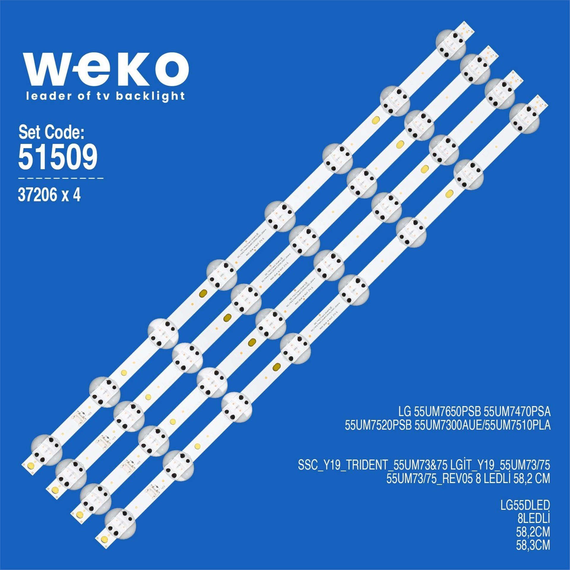 Weko Wkset-6509 37206X4 Ssc_Y19_Trıdent_55Um73 75 Lgit_Y19_55Um73/75 4 Adet Led Bar - Tv Led Bar