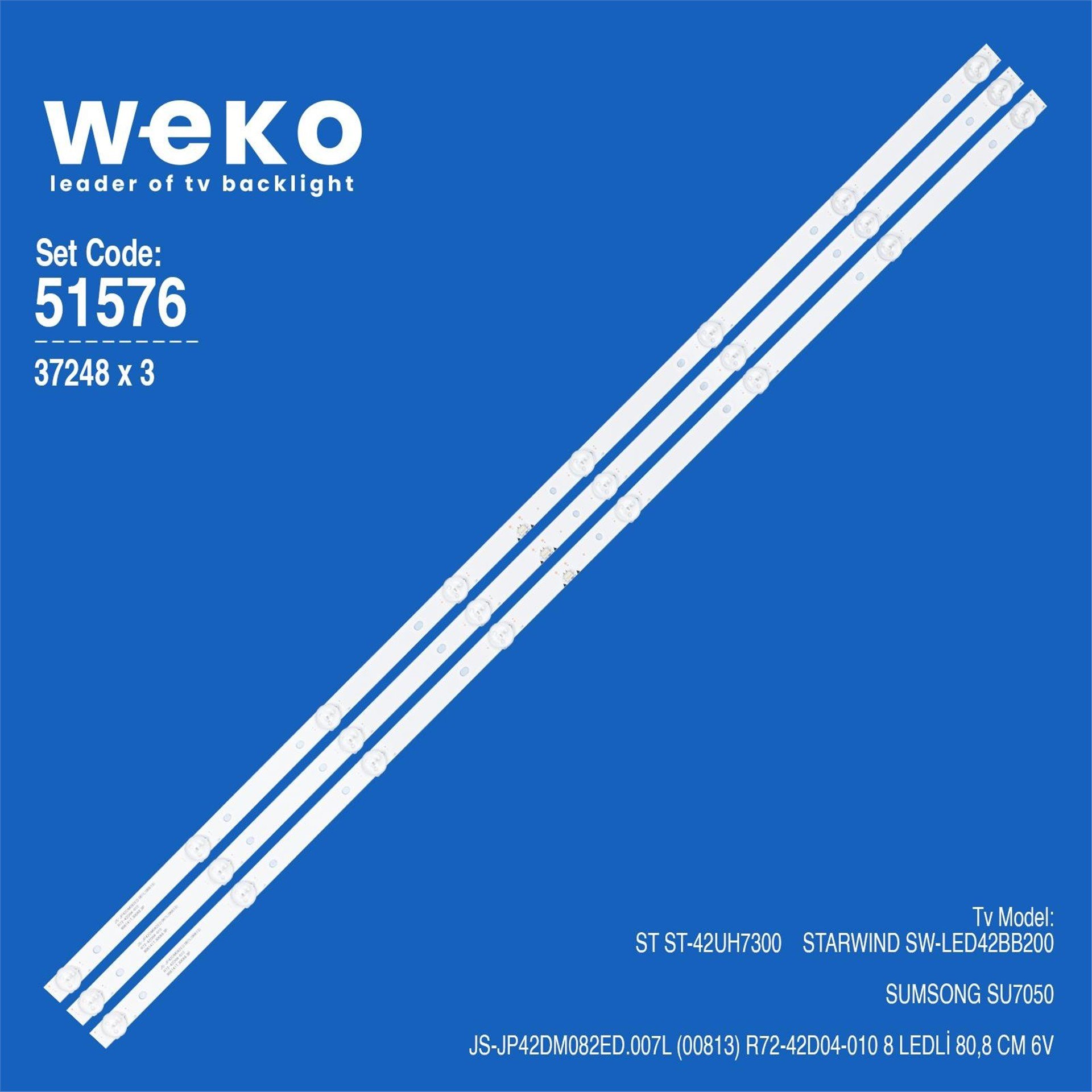 Weko Wkset-6576 37248X3 Js-Jp42dm082ed.007L (00813)  3 Adet Led Bar - Tv Led Bar