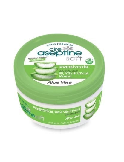 Cire Aseptine Soft Aloe Vera Özlü Rahatlatıcı Besleyici Prebiyotikli Krem 200 ml