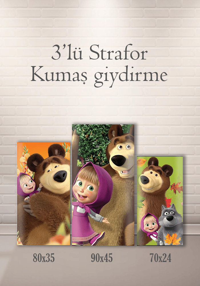 Maşa İle Koca Ayı 3lü Strafor Kumaş Giydirme