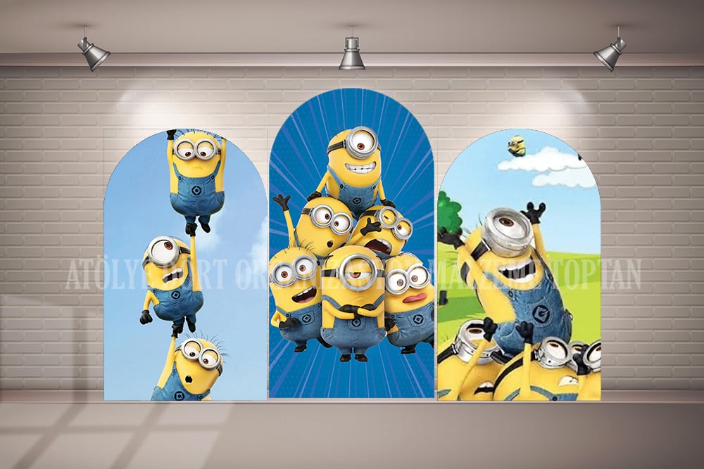 Minions 3lü Arka Fon (Branda)