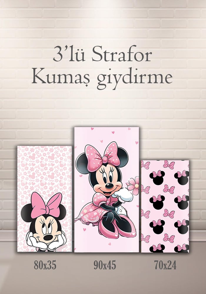 Minnie Mouse 3lü Strafor Kumaş Giydirme