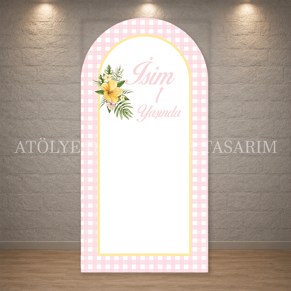 Pembe Çiçekli Pitikare Konseptli Arka Fon