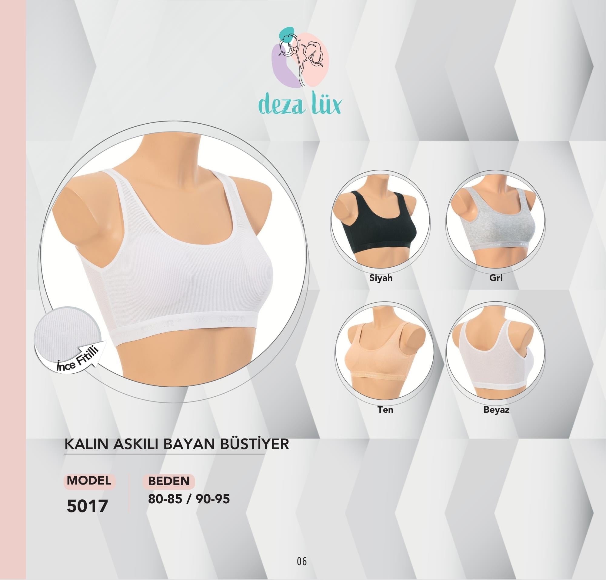 Dondeza 5017 Kalın Askılı Bayan Büstiyer 6'lı Paket