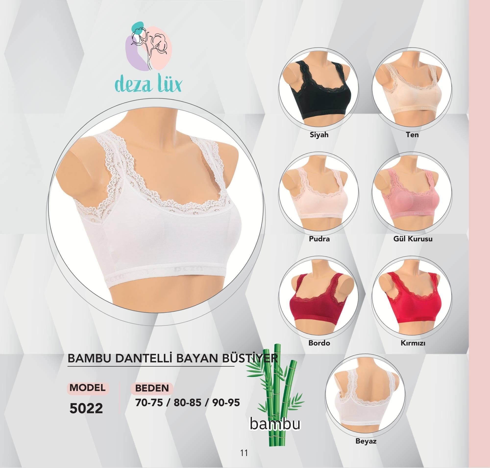 Dondeza 5022 Bambu Dantelli Bayan Büstiyer 6'lı Paket