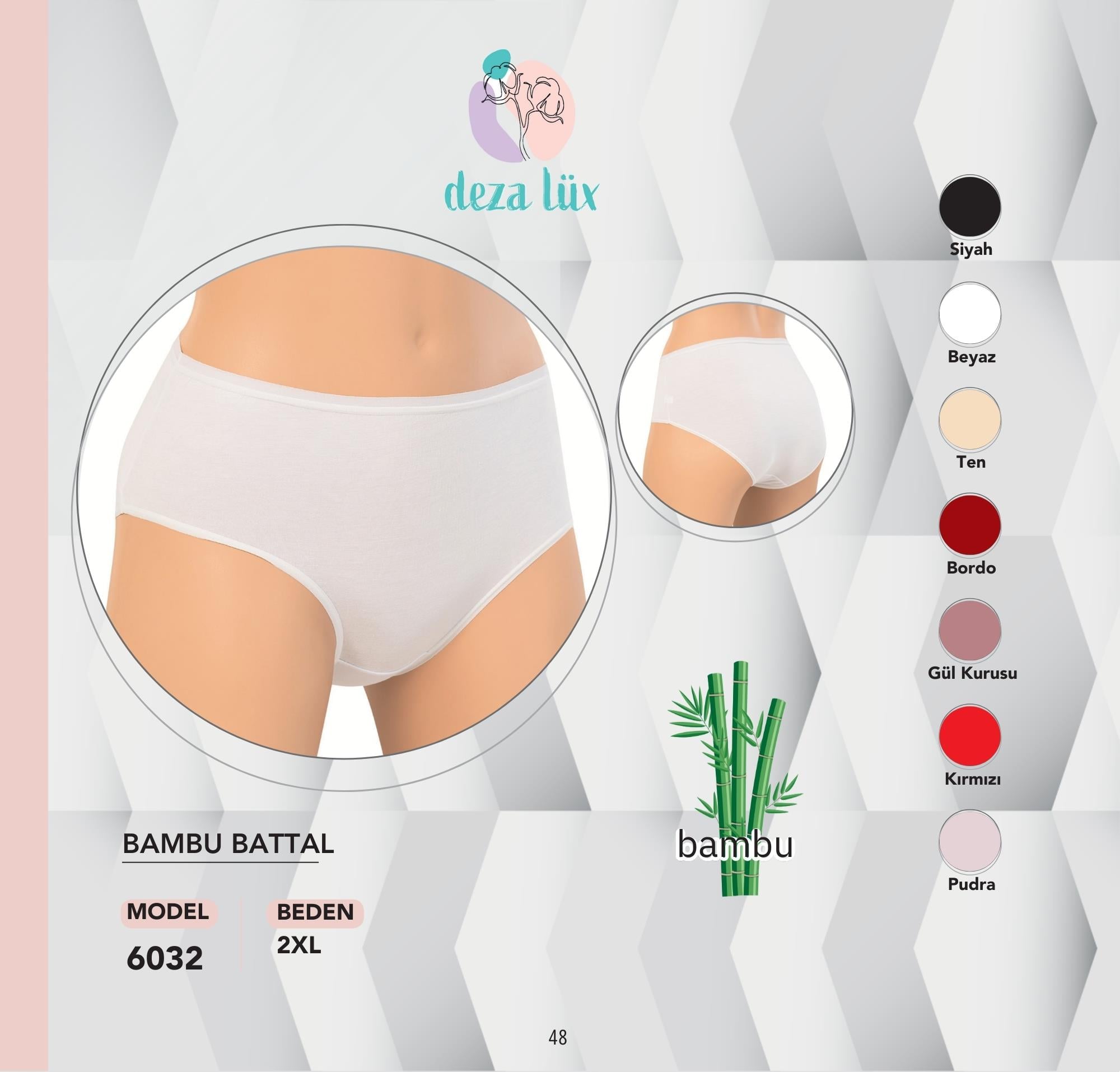 Dondeza DezaLüx Bambu Battal Kadın Külot 12'li Paket (1 Düzine) 6032