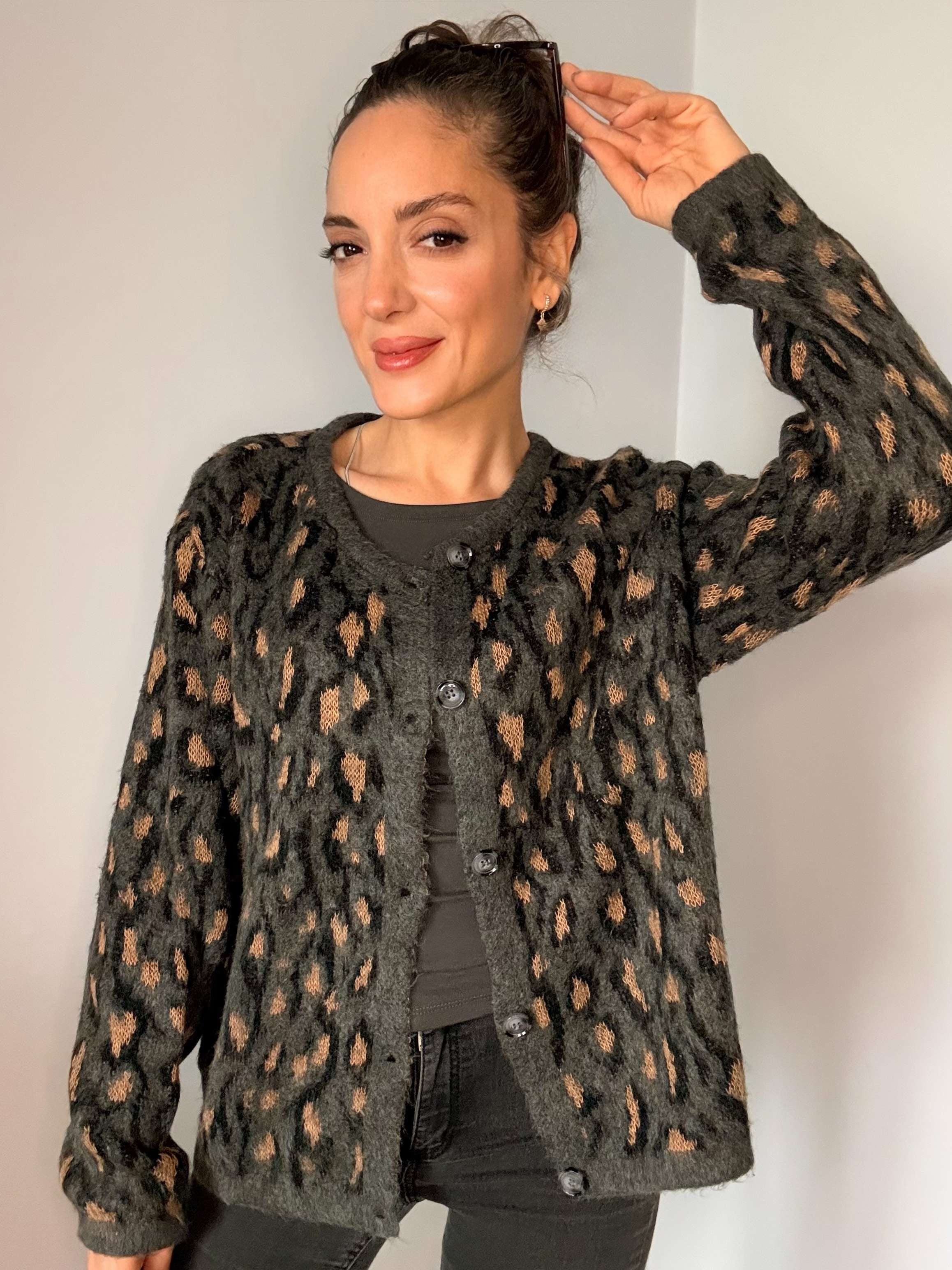 Leopar Desenli Yumuşak Hırka