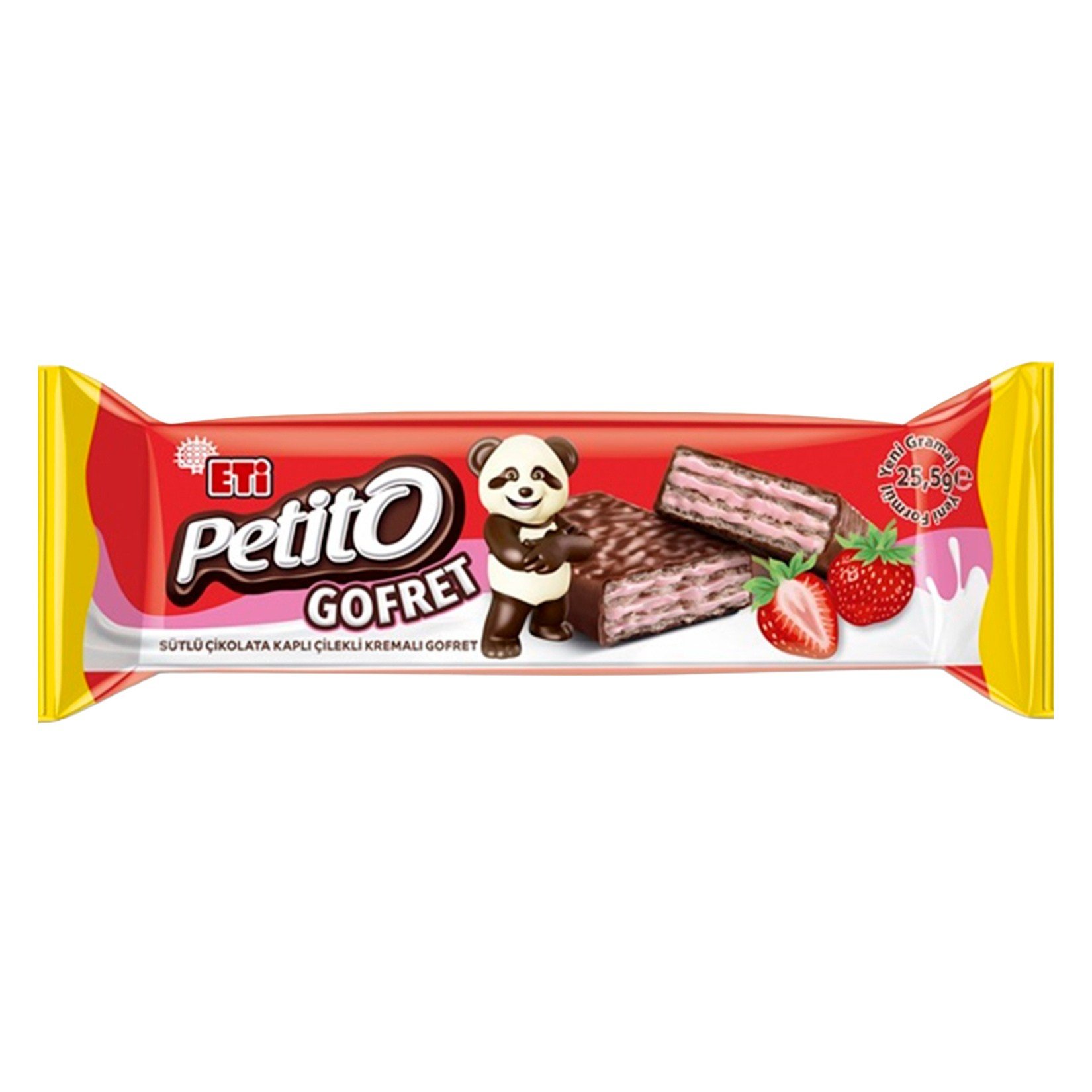 Eti Petito Sütlü Çikolata Kaplı Çilekli Kremalı Gofret 25.5gr